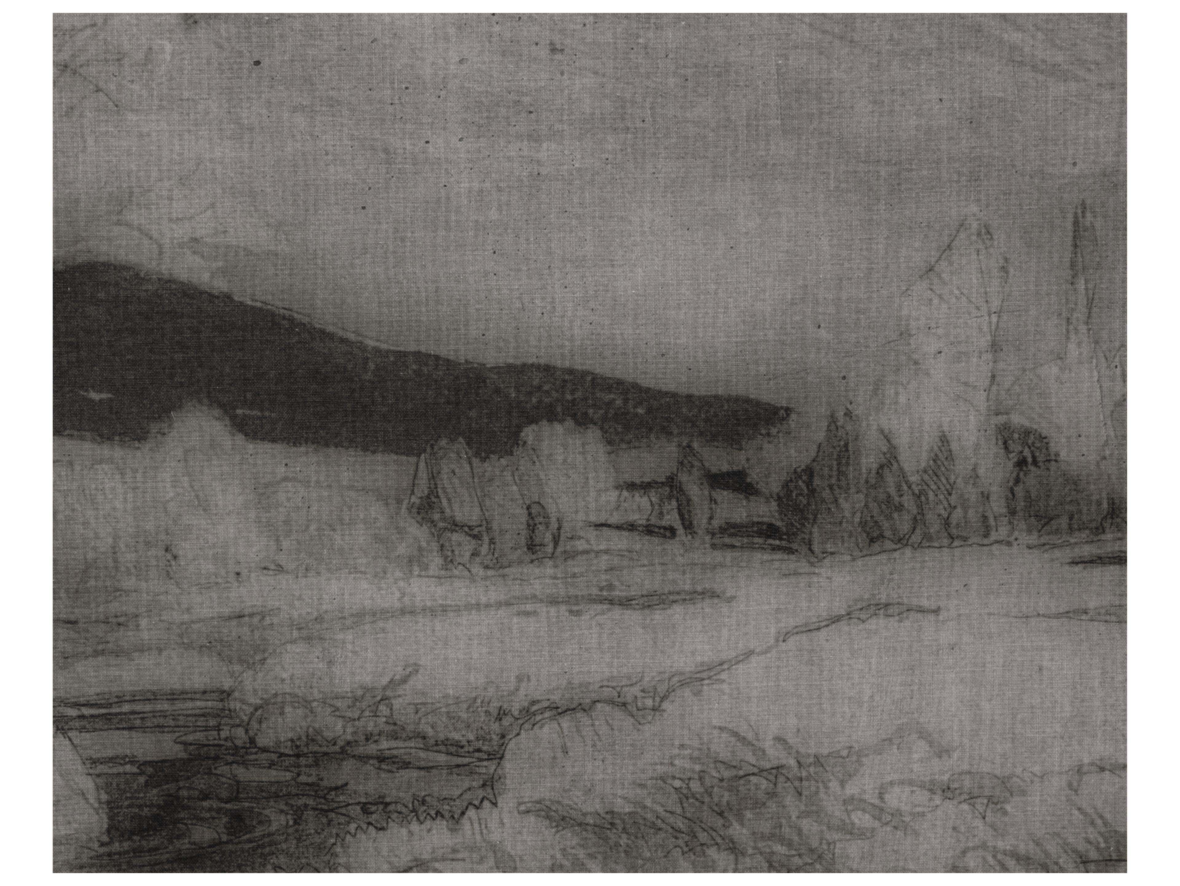 Sunpan Antique Landscape in 50" X 35" in Brown Floater Frame