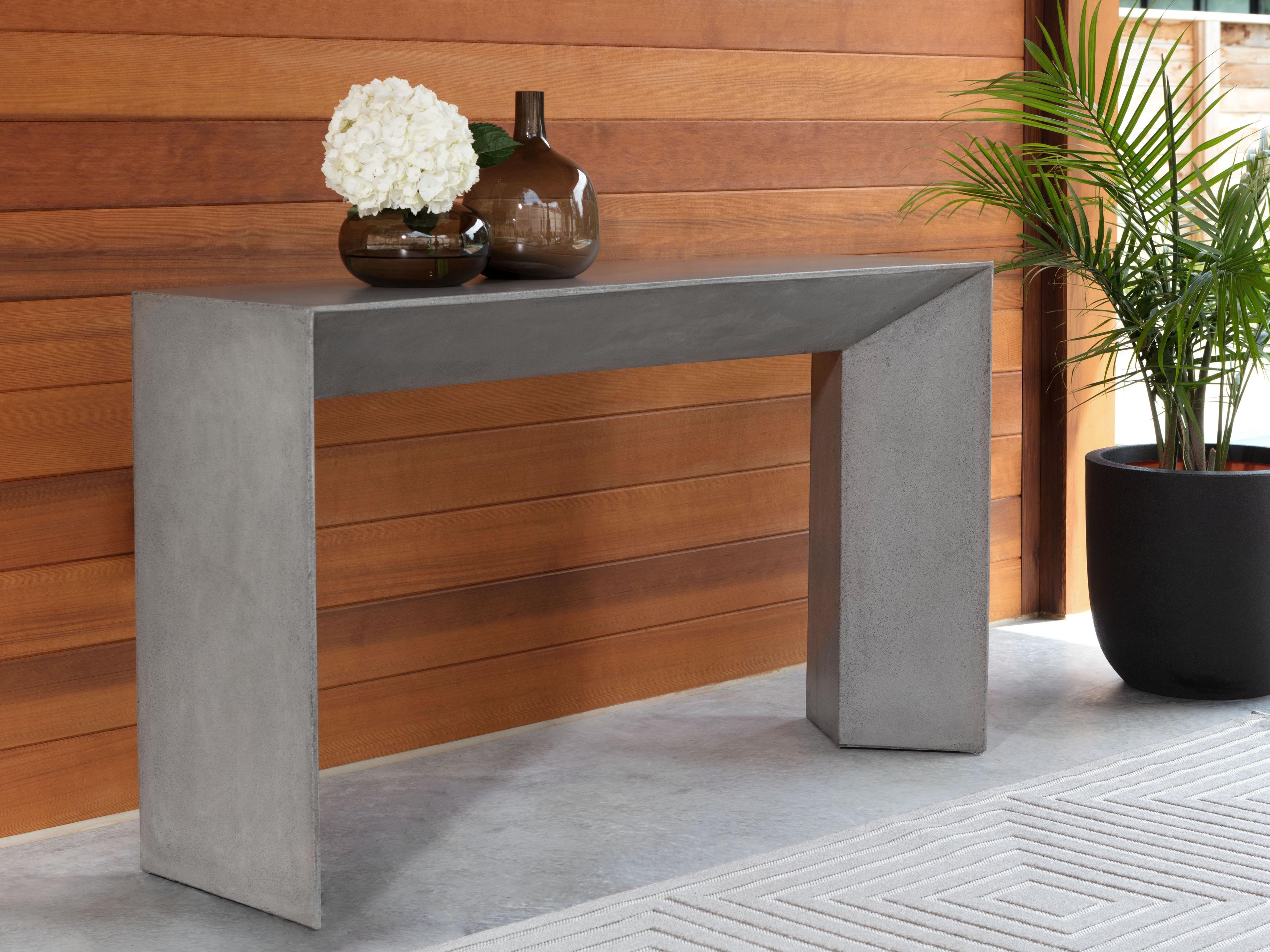 Sunpan Outdoor Nomad Console Table in Grey