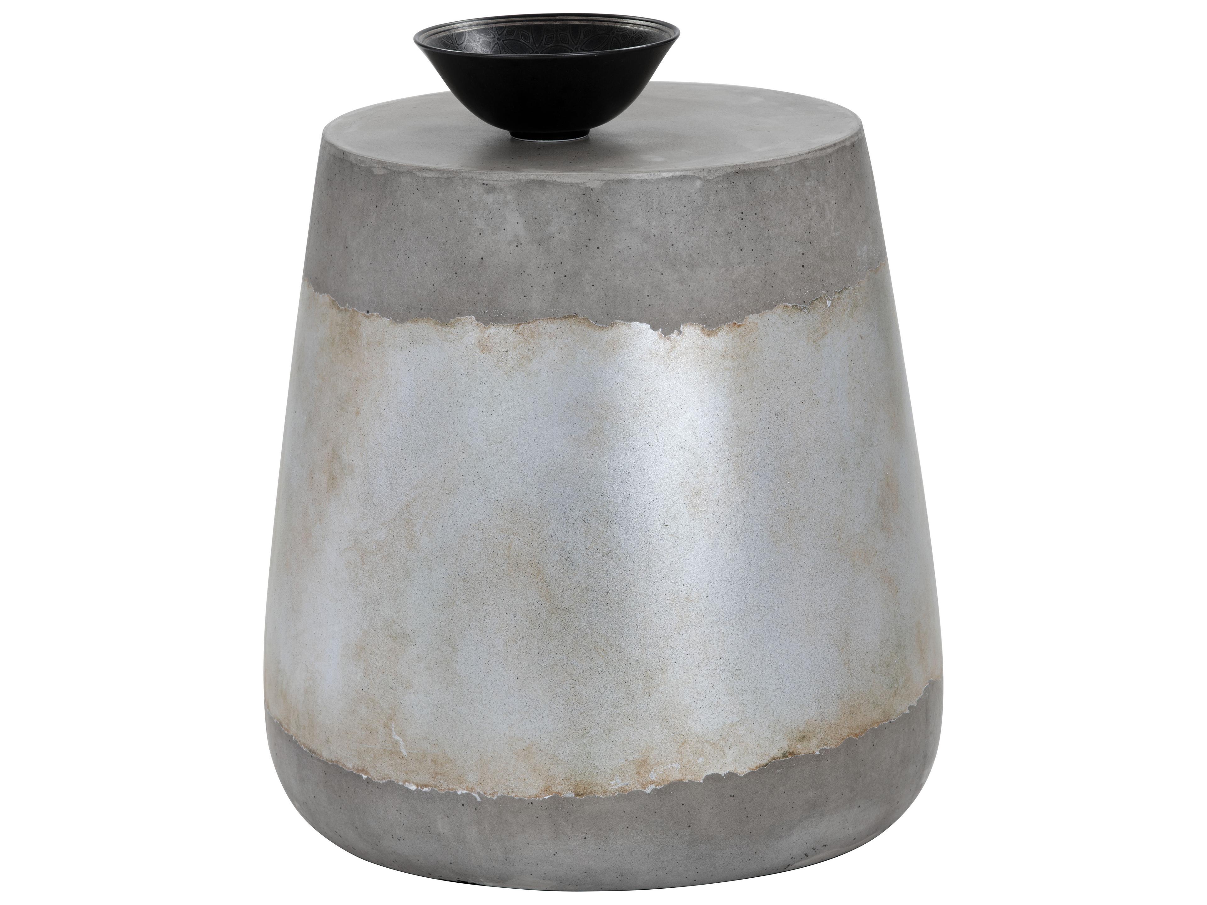 Sunpan Outdoor Solterra Aries Concrete Silver Round End Table