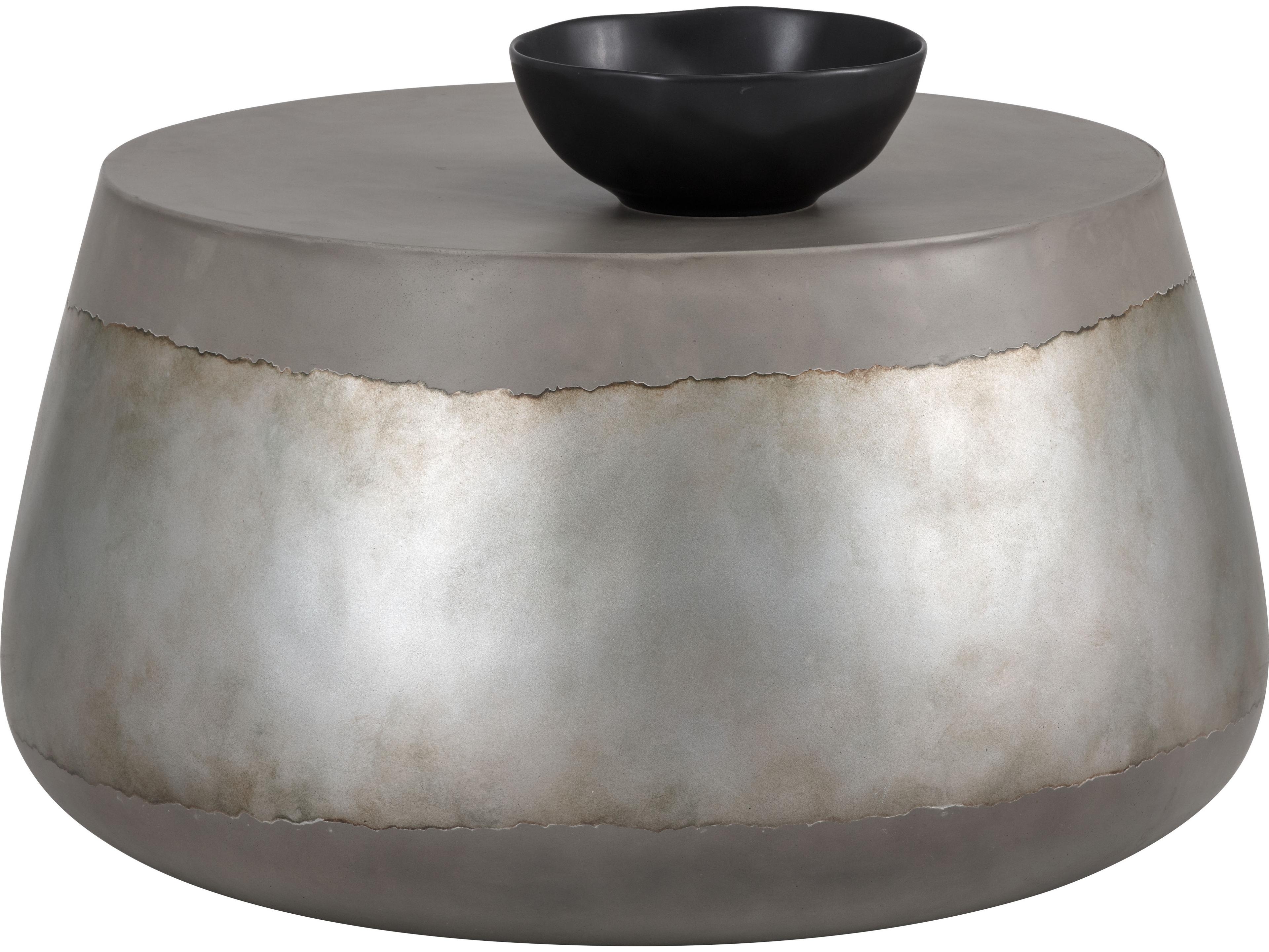 Sunpan Outdoor Solterra Aries Concrete Silver Round Coffee Table