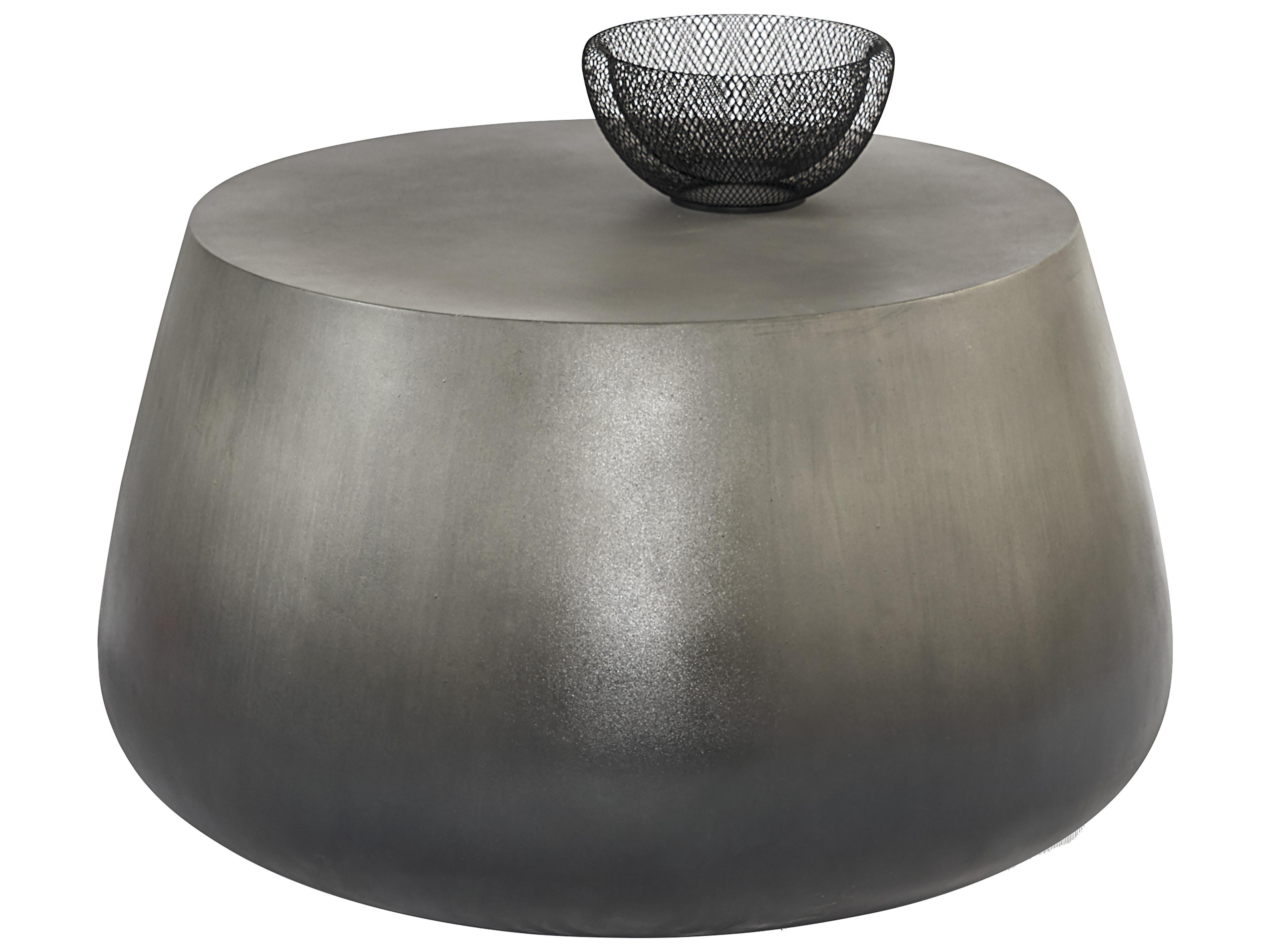Sunpan Outdoor Solterra Aries Concrete Silver Black Ombre Round Coffee Table