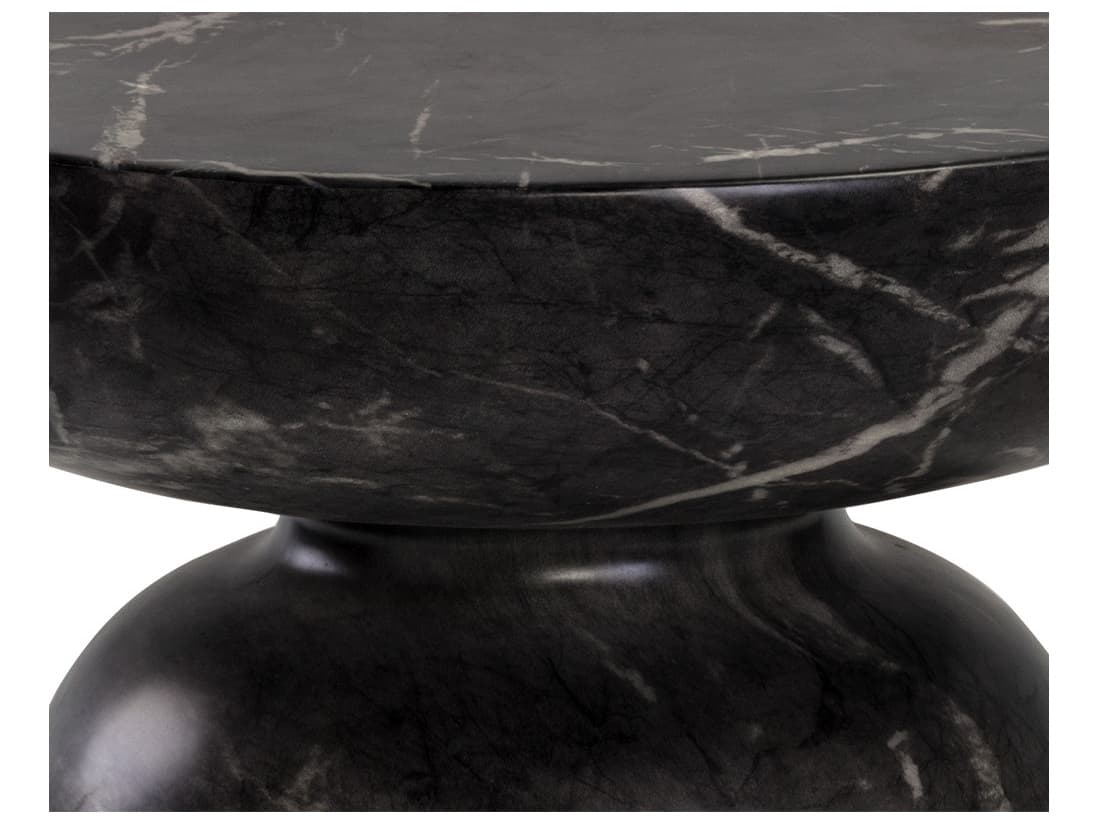 Sunpan Outdoor MIXT Lucida Concrete Marble Look Black Round End Table