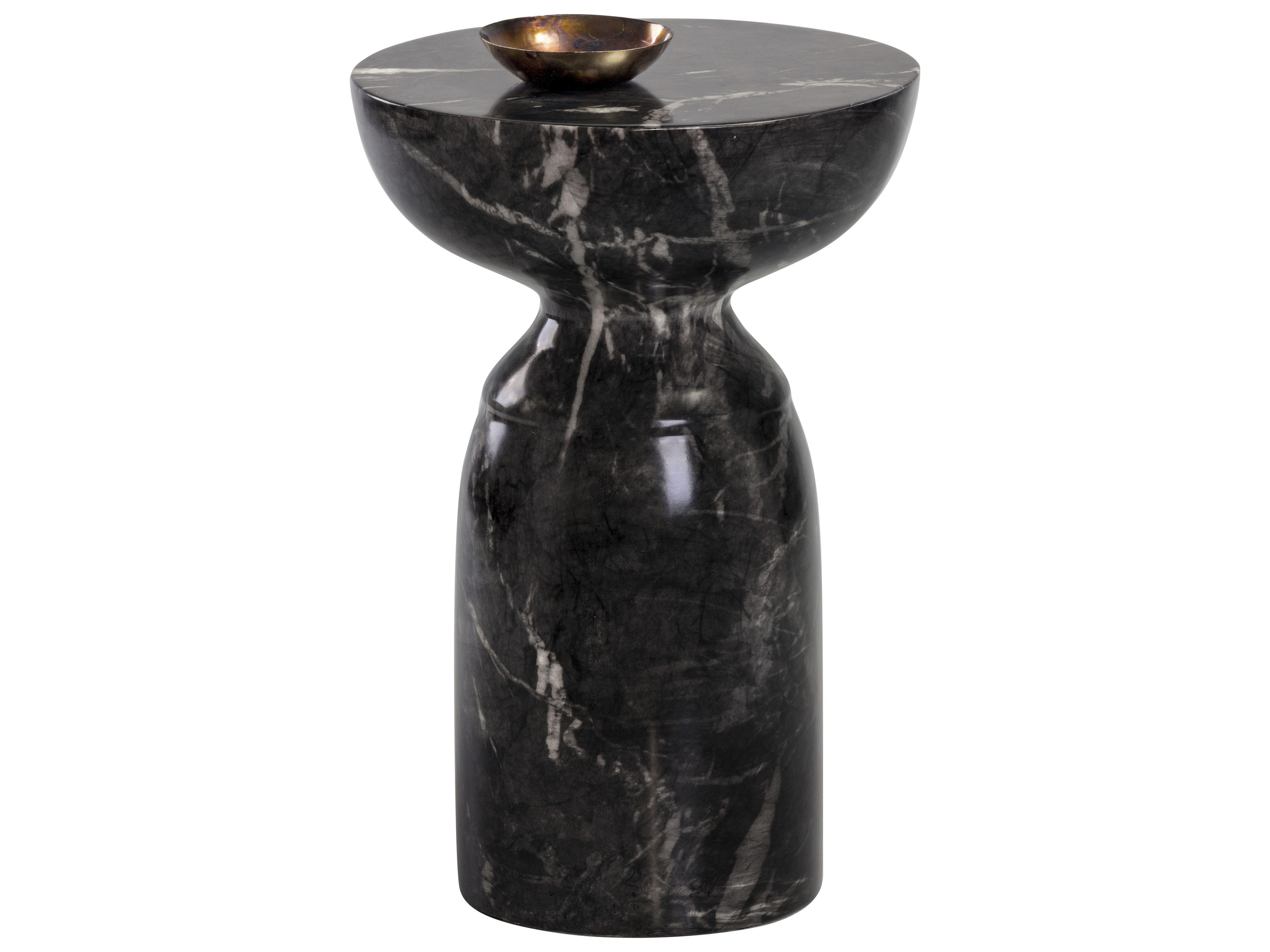 Sunpan Outdoor MIXT Goya Concrete Marble Look Black Round End Table