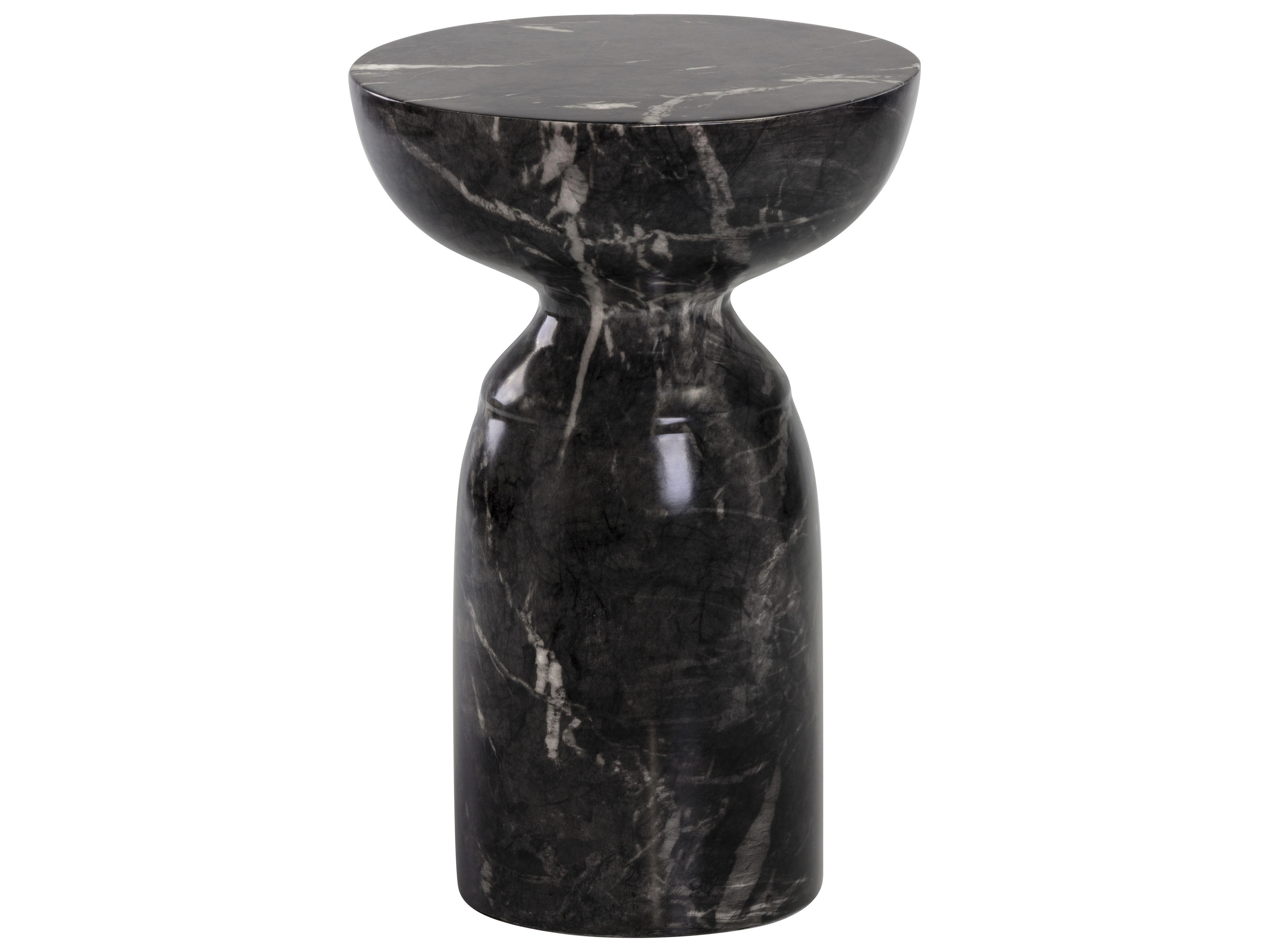 Sunpan Outdoor MIXT Goya Concrete Marble Look Black Round End Table