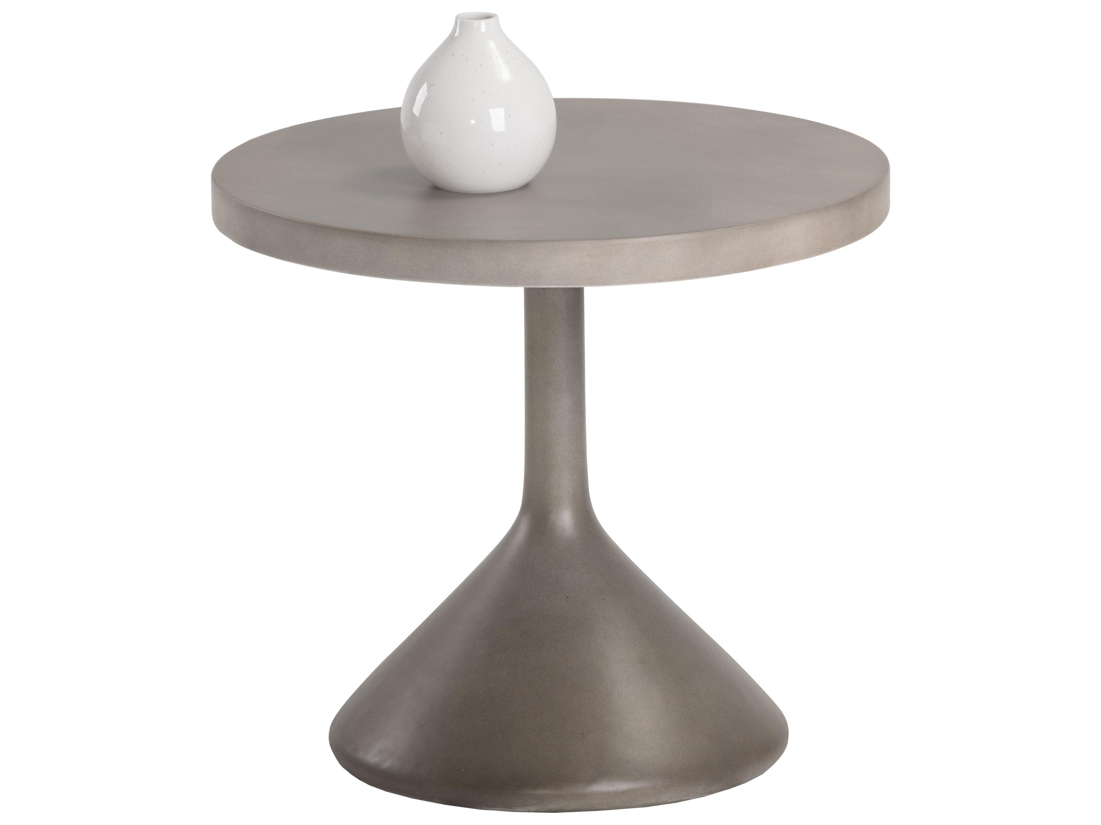 Sunpan Outdoor Solterra Adonis Concrete Grey Round End Table