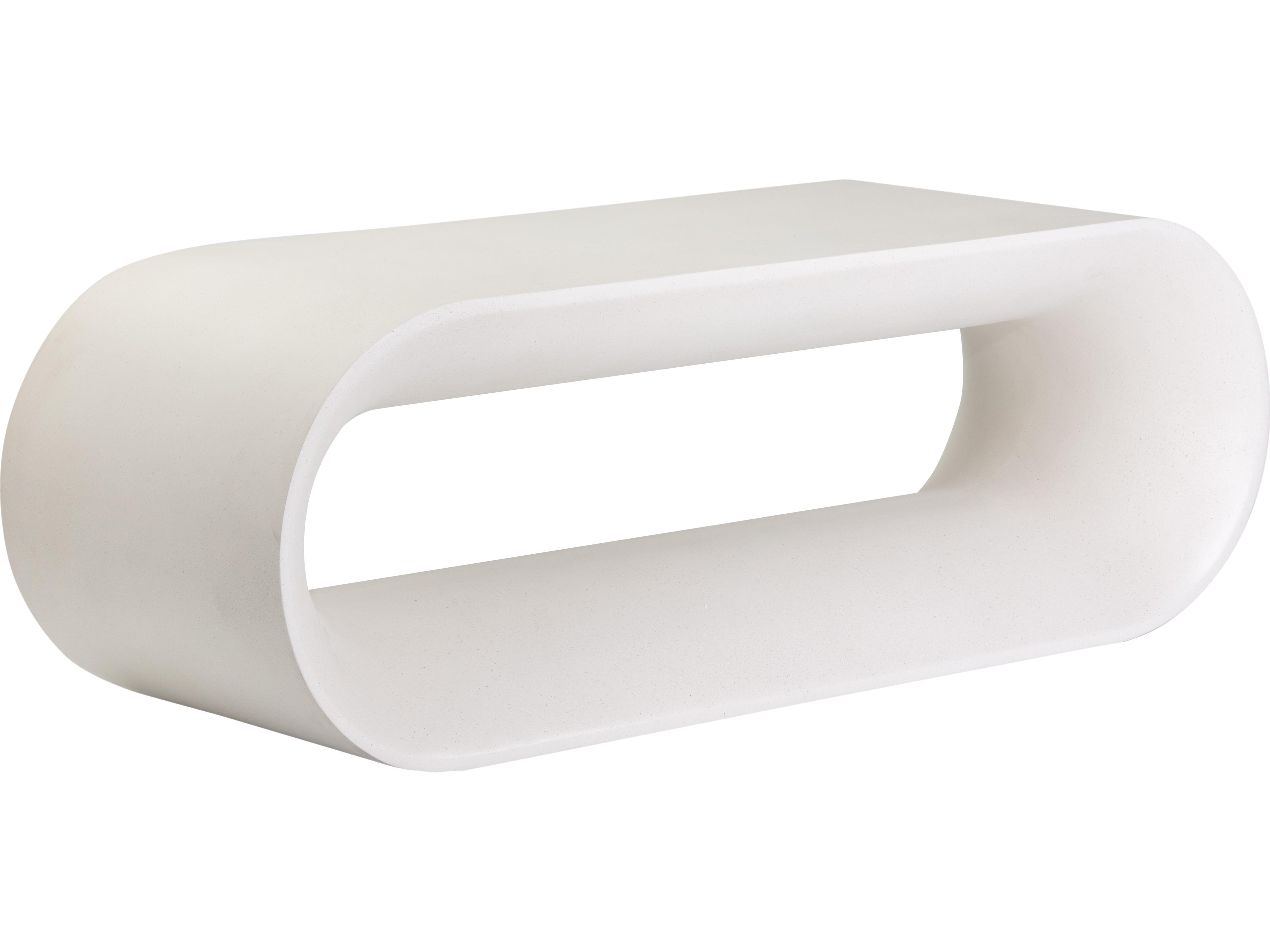 Sunpan Outdoor Solterra Capsule Concrete White Bench