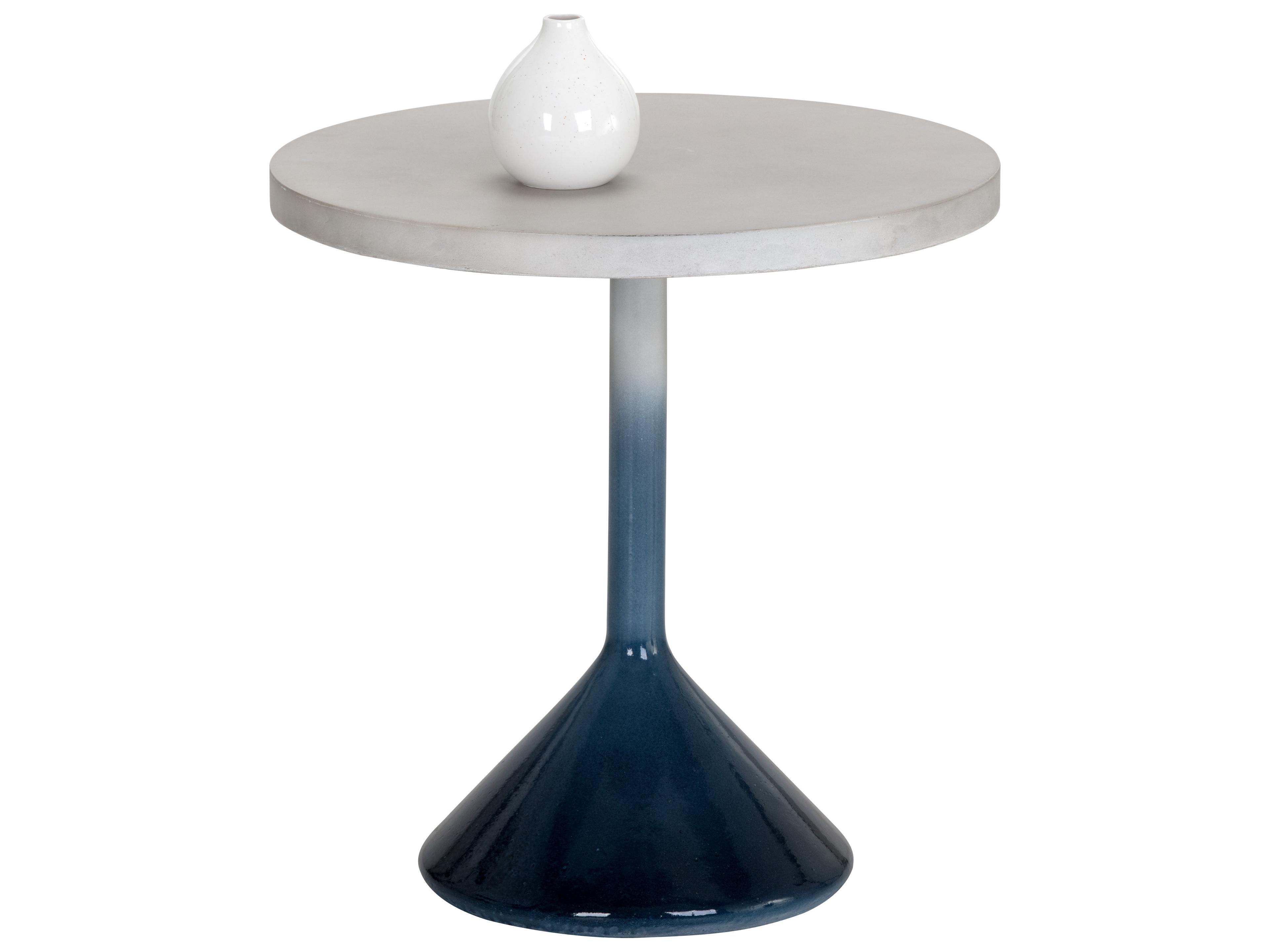 Sunpan Outdoor Solterra Laszilo Concrete Blue Round End Table