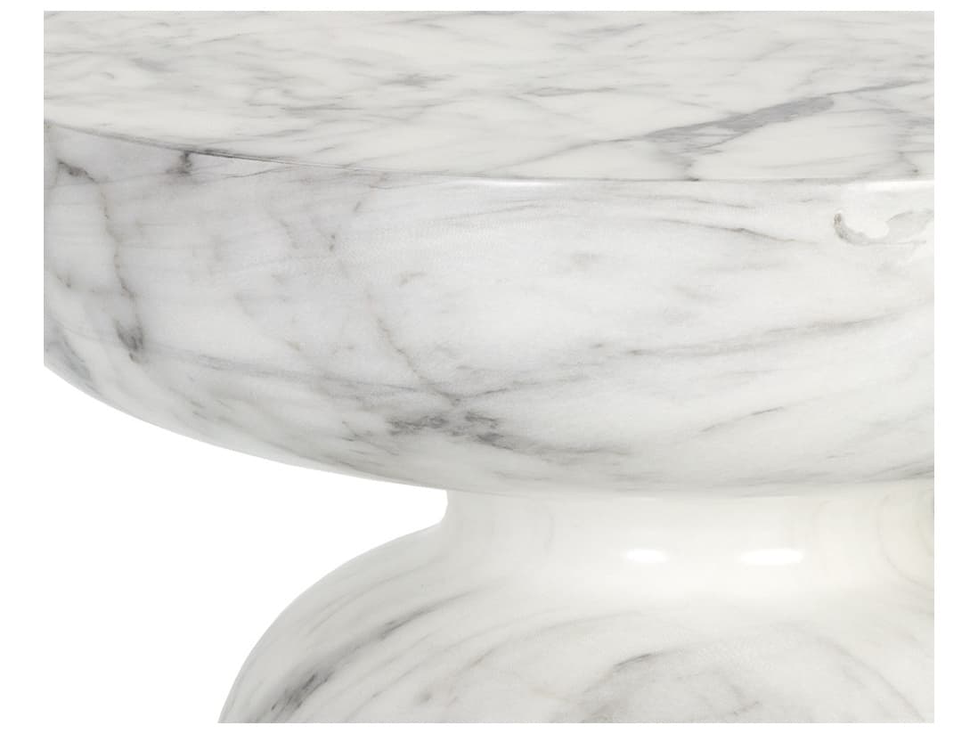 Sunpan Outdoor MIXT Lucida Concrete Marble Look White Round End Table