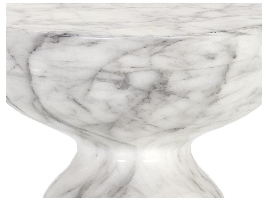 Sunpan Outdoor MIXT Goya Concrete Marble Look White Round End Table