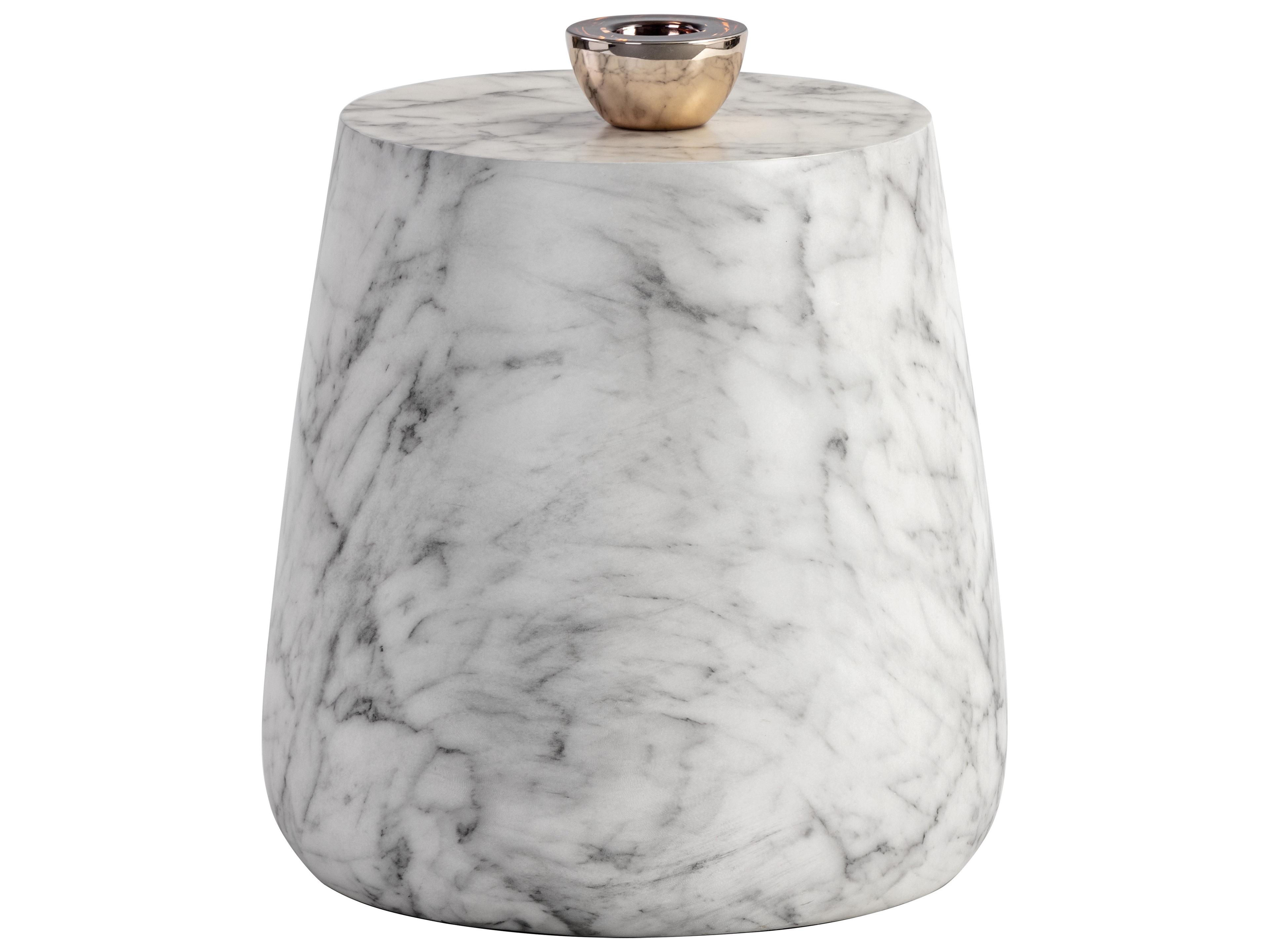 Sunpan Outdoor Solterra Aries Concrete White Round End Table