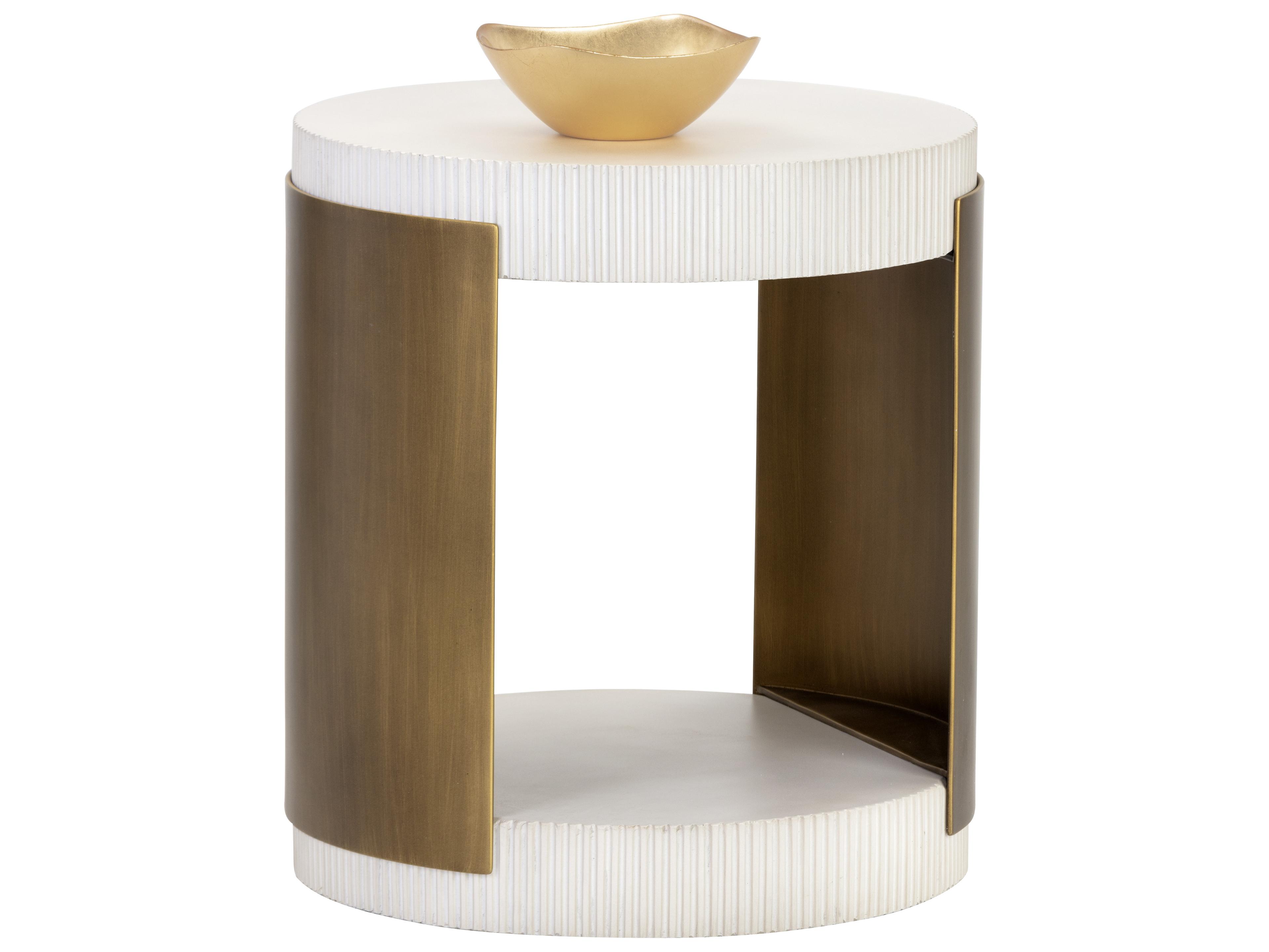 Sunpan Outdoor Solterra Cavette Steel Antique Brass Round End Table