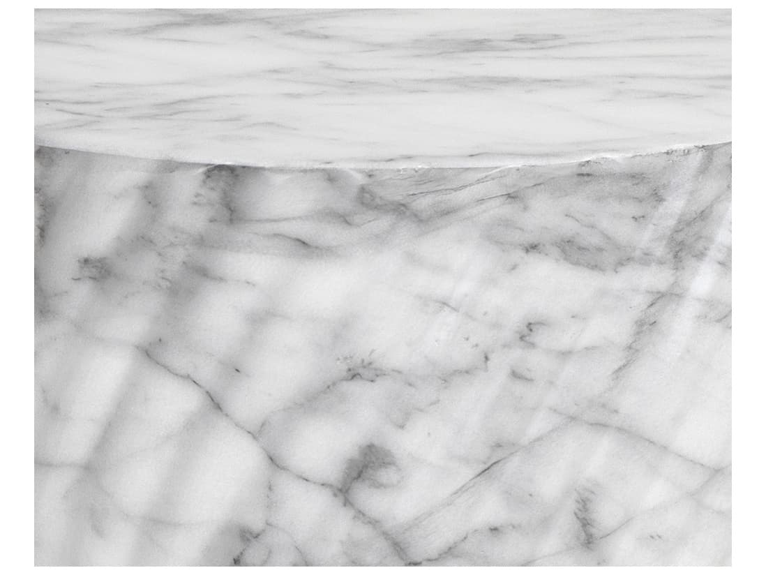 Sunpan Outdoor MIXT Cara Concrete Marble Look White Round End Table