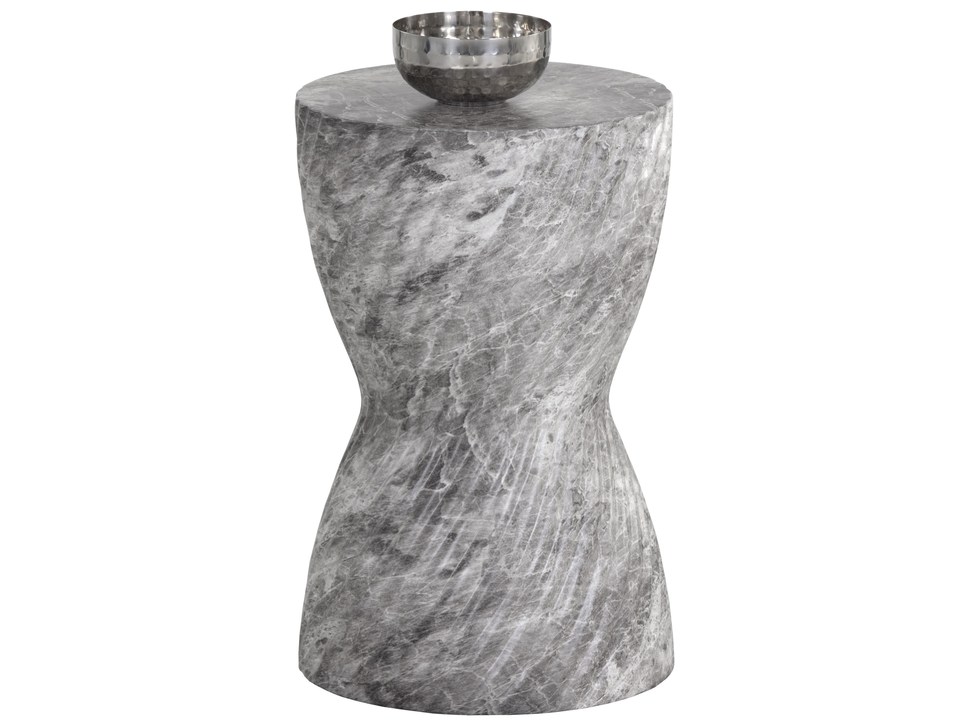 Sunpan Outdoor MIXT Cara Concrete Marble Look Grey Round End Table