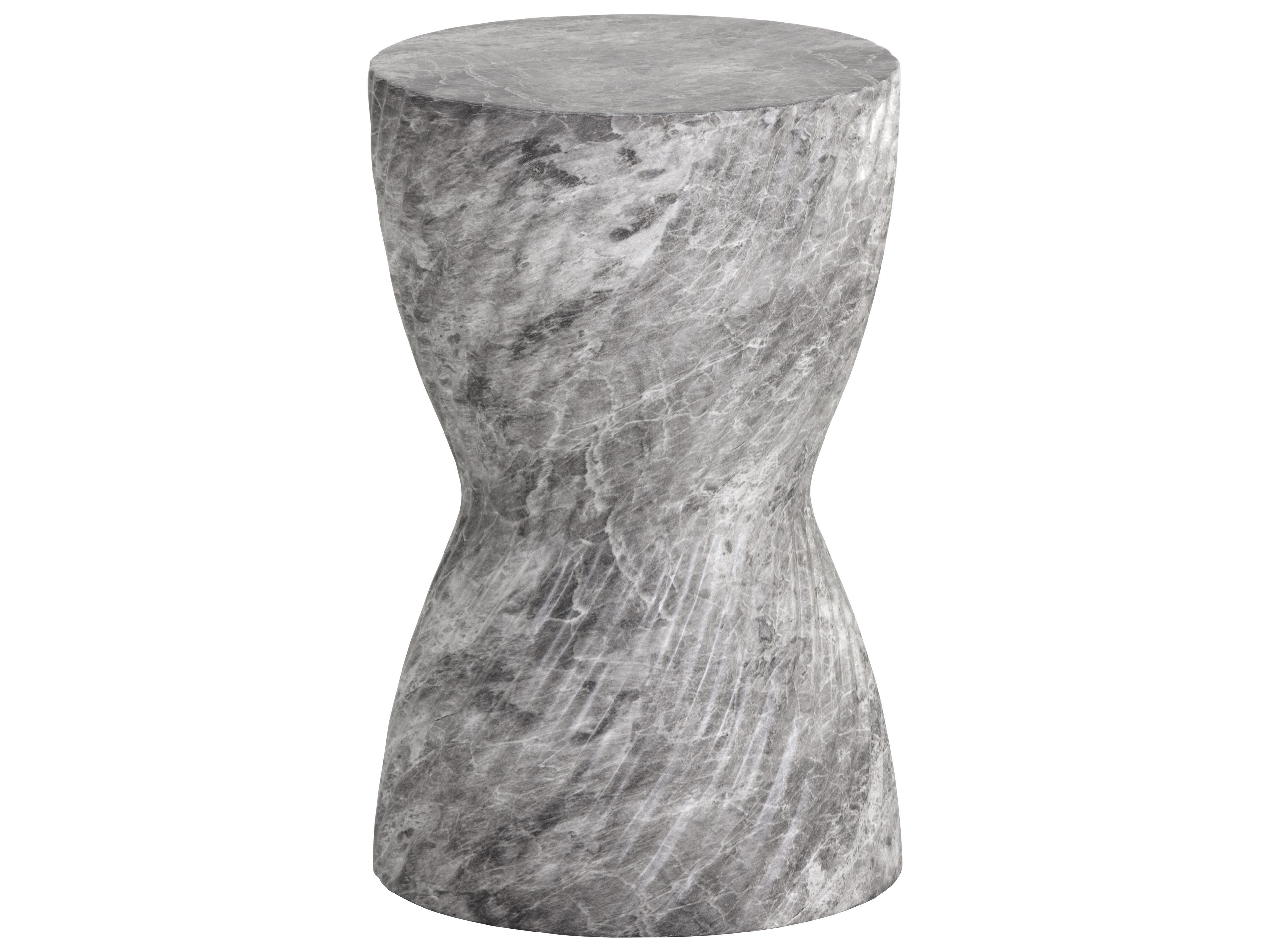 Sunpan Outdoor MIXT Cara Concrete Marble Look Grey Round End Table