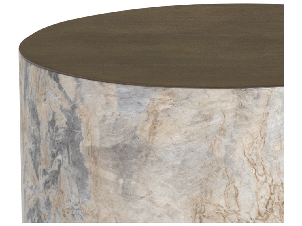Sunpan Outdoor Solterra Diaz Concrete Brown Round End Table