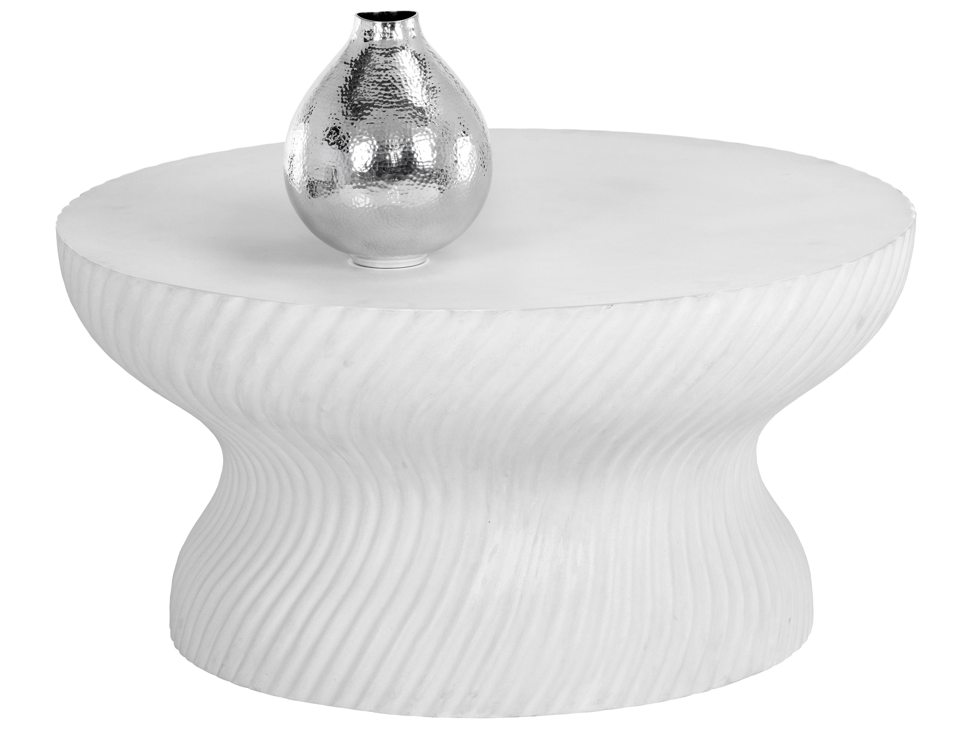 Sunpan Outdoor MIXT Cara Concrete White Round Coffee Table
