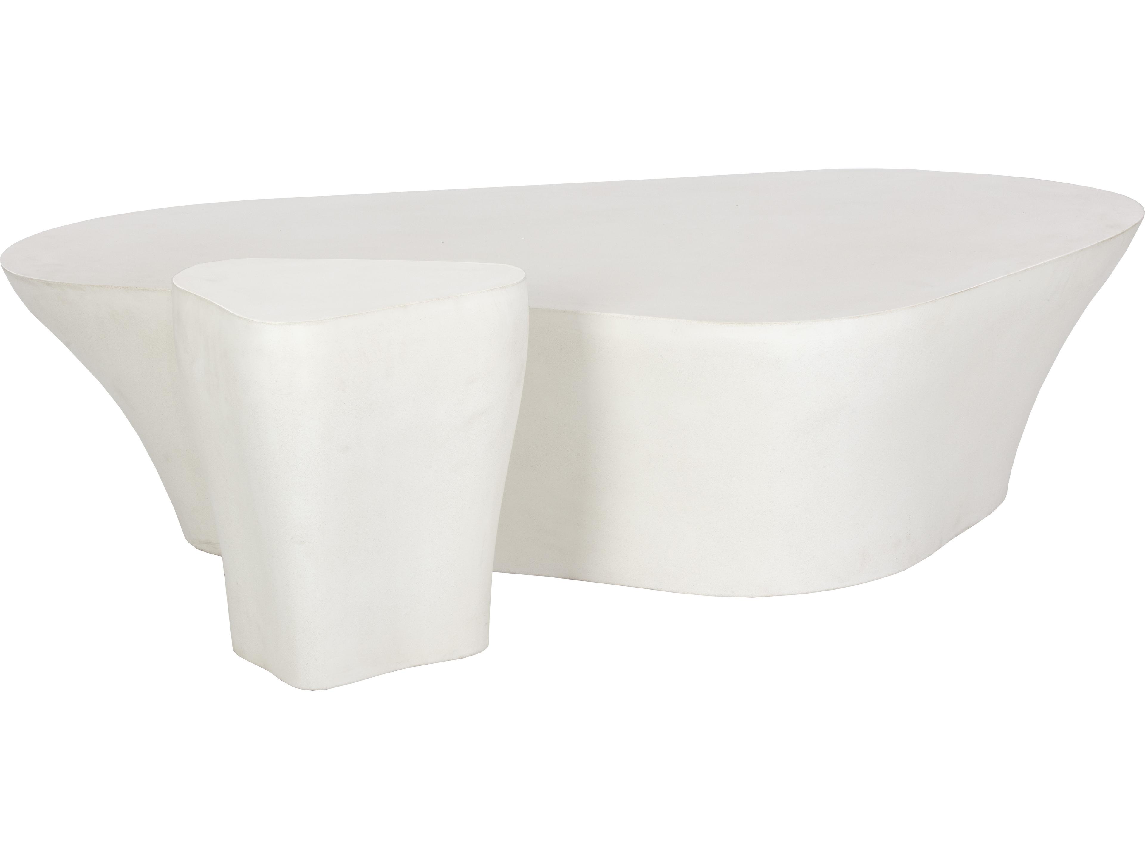 Sunpan Outdoor MIXT Dali Concrete White Curvy Coffee Table
