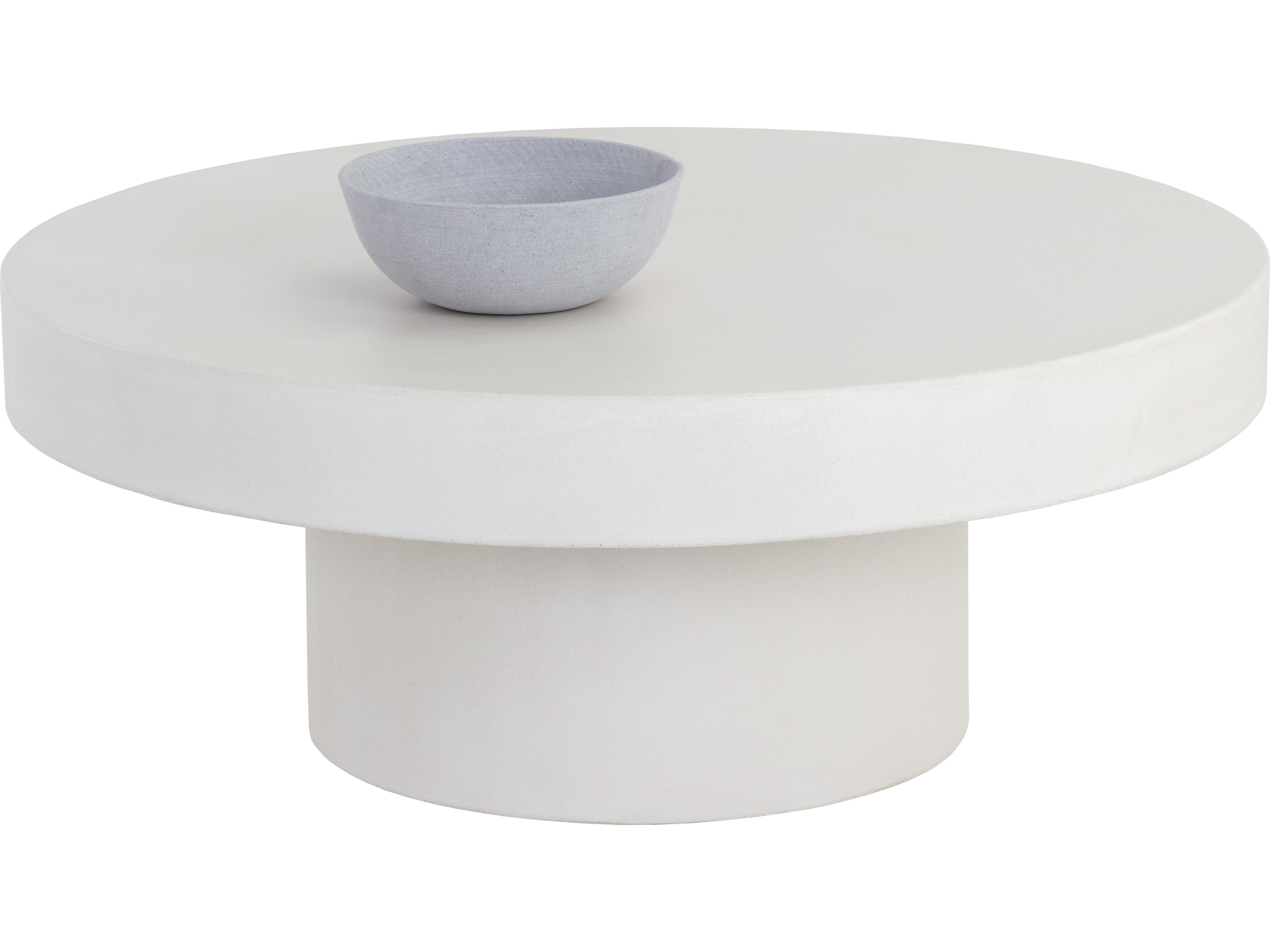 Sunpan Outdoor MIXT Brando Concrete White Round Coffee Table
