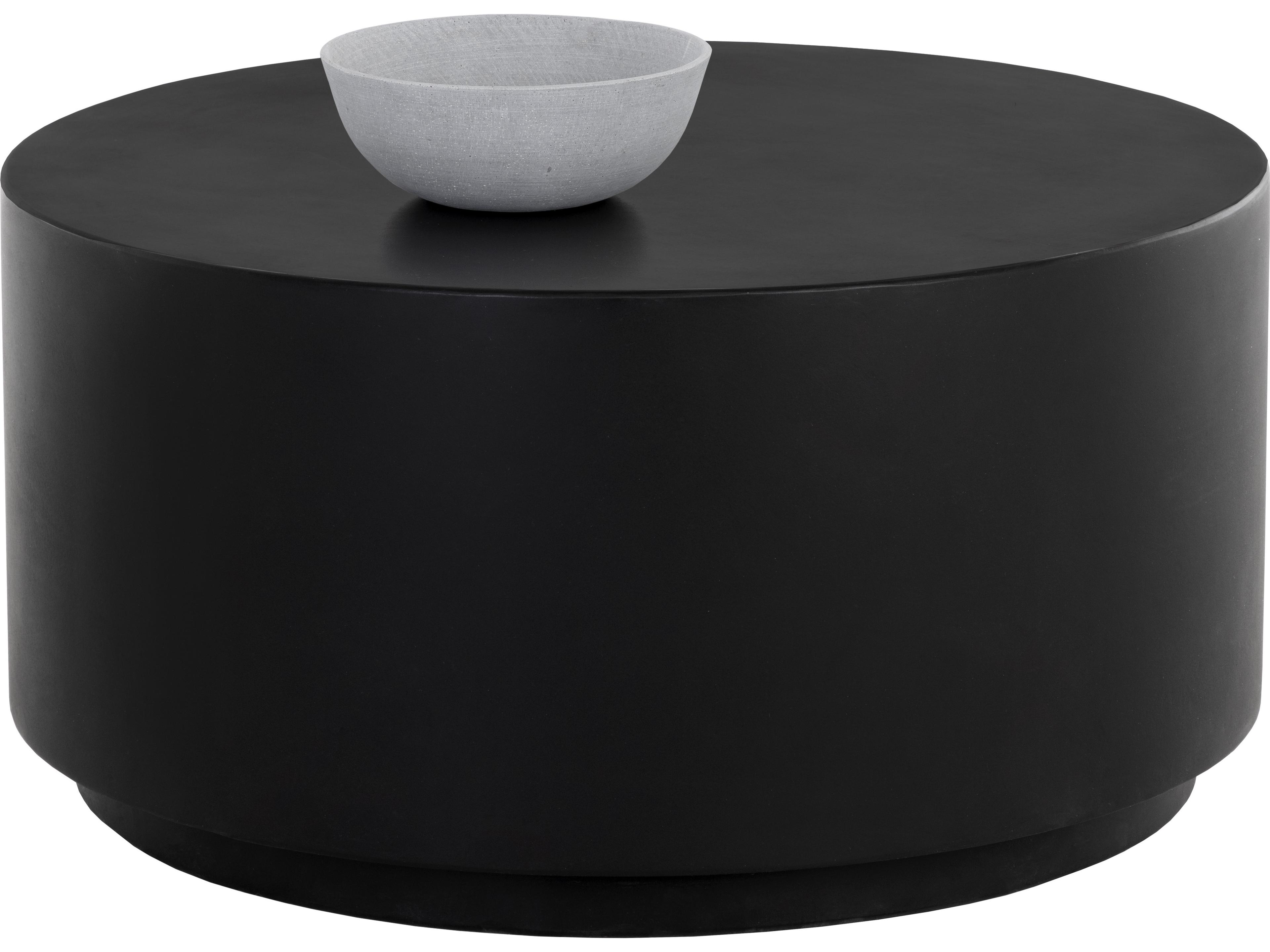 Sunpan Outdoor MIXT Rubin Concrete Black Round Coffee Table