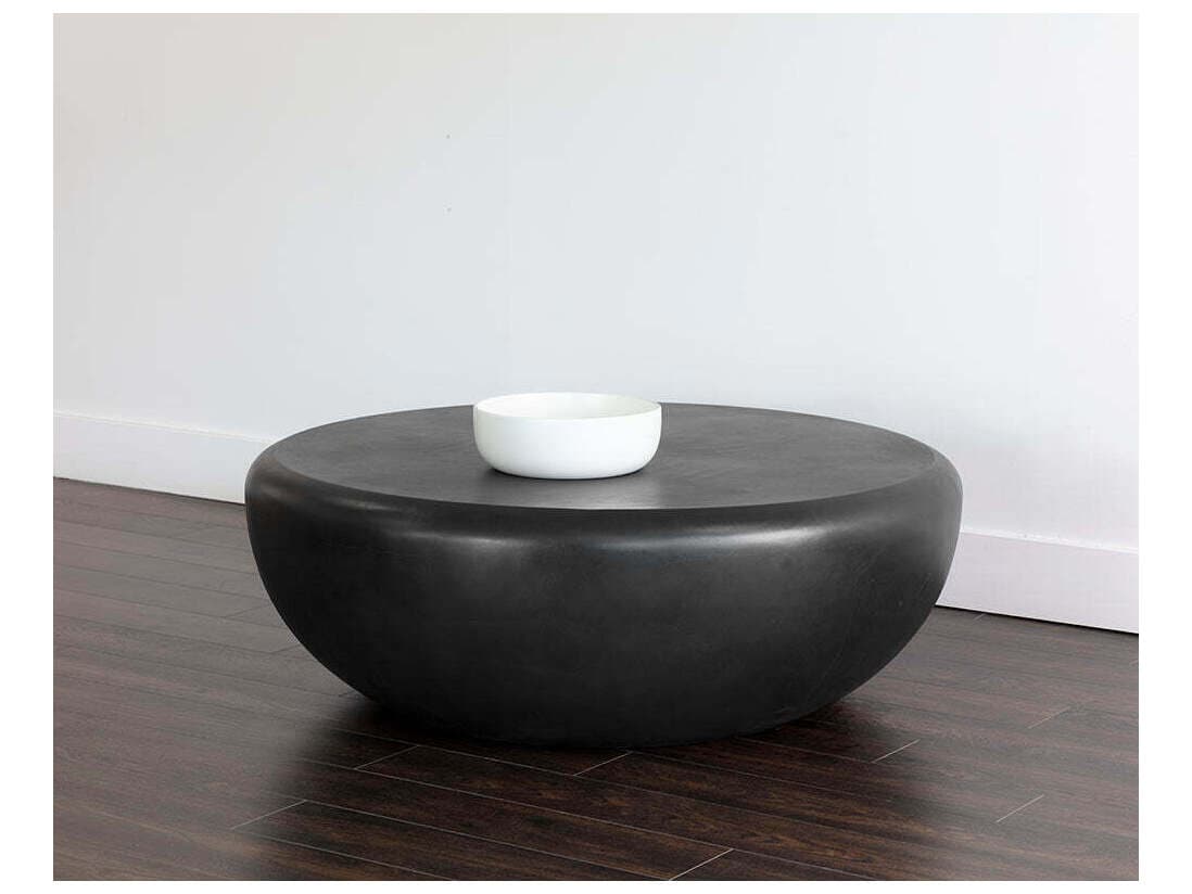 Sunpan Outdoor MIXT Iolite Concrete Black Round Coffee Table