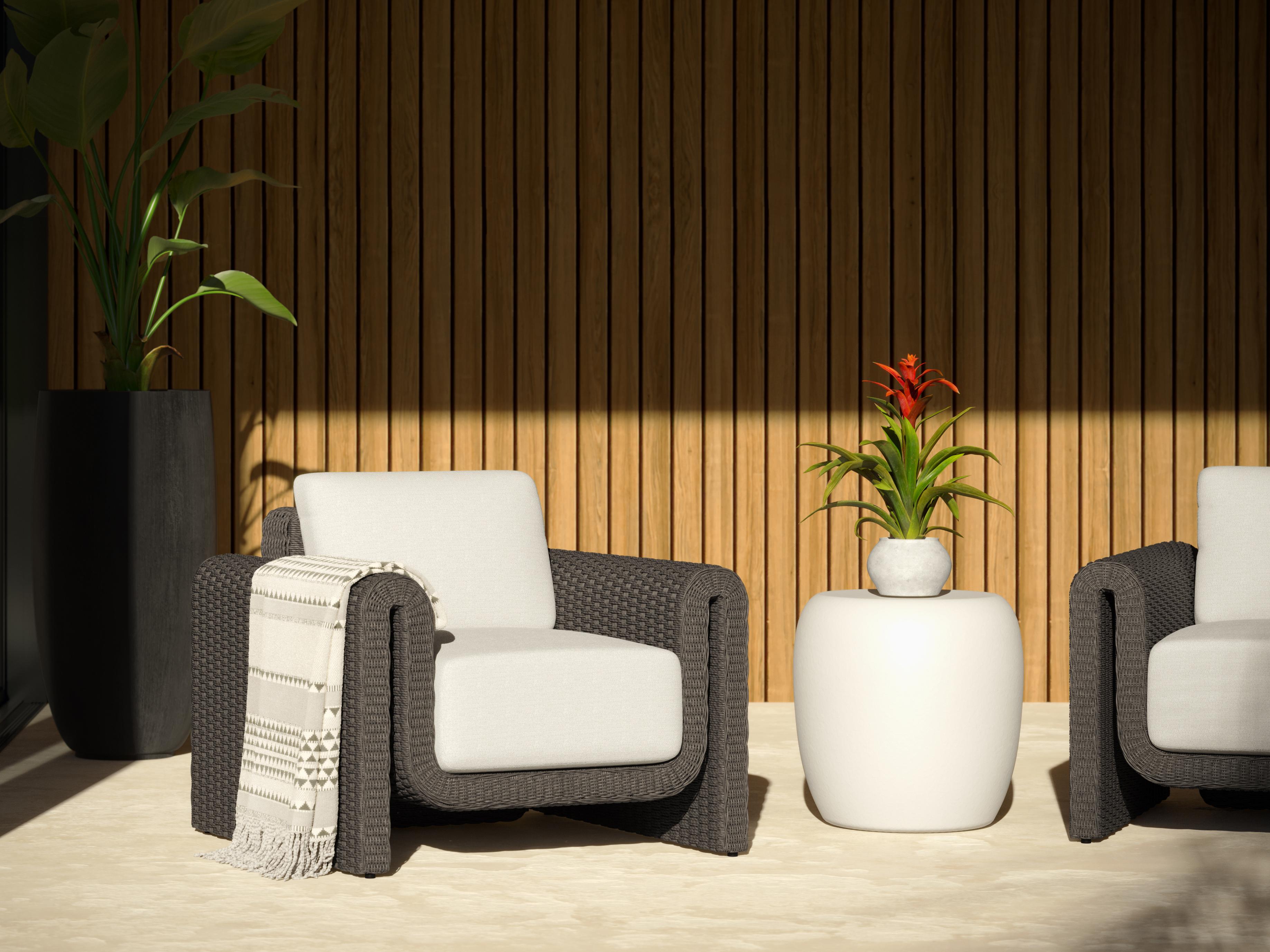 Sunpan Outdoor Iolite End Table in White