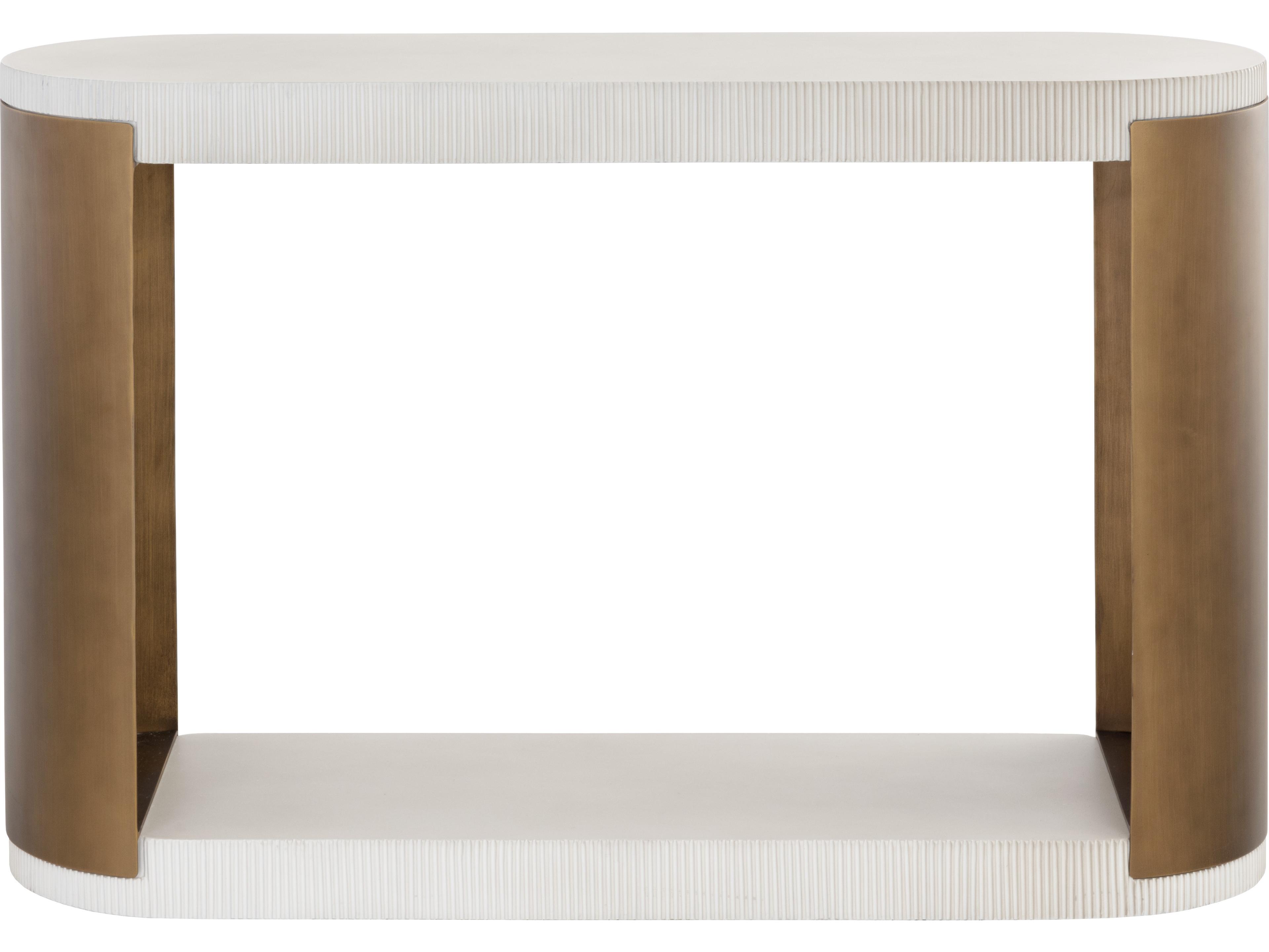 Sunpan Outdoor Solterra Cavette Steel Antique Brass Oval Console Table