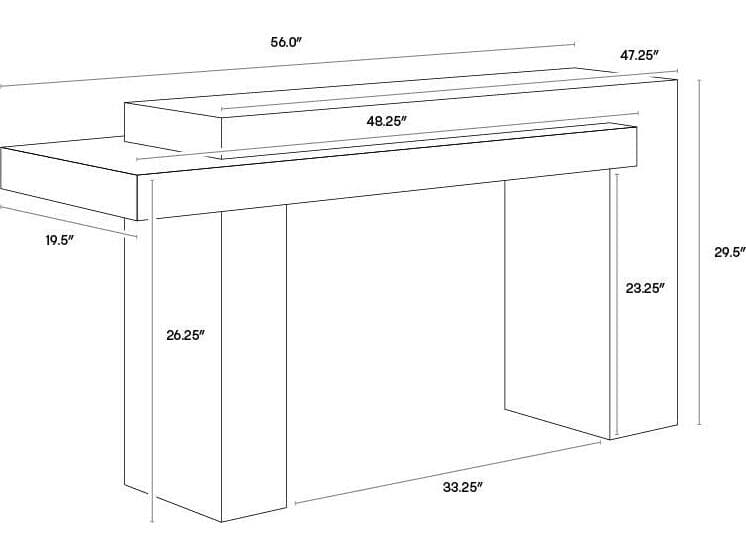Sunpan Outdoor Solterra Herriot Concrete Rectangular Console Table