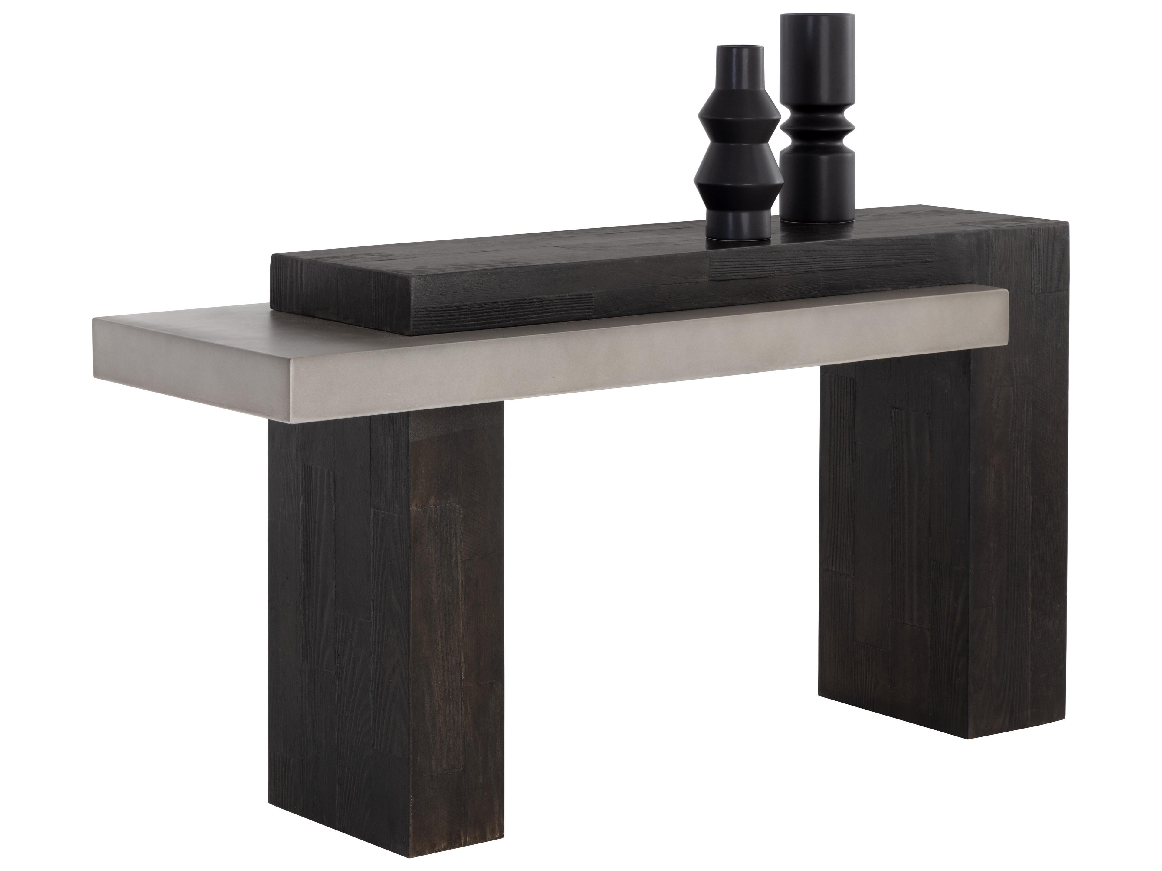 Sunpan Outdoor Solterra Herriot Concrete Rectangular Console Table