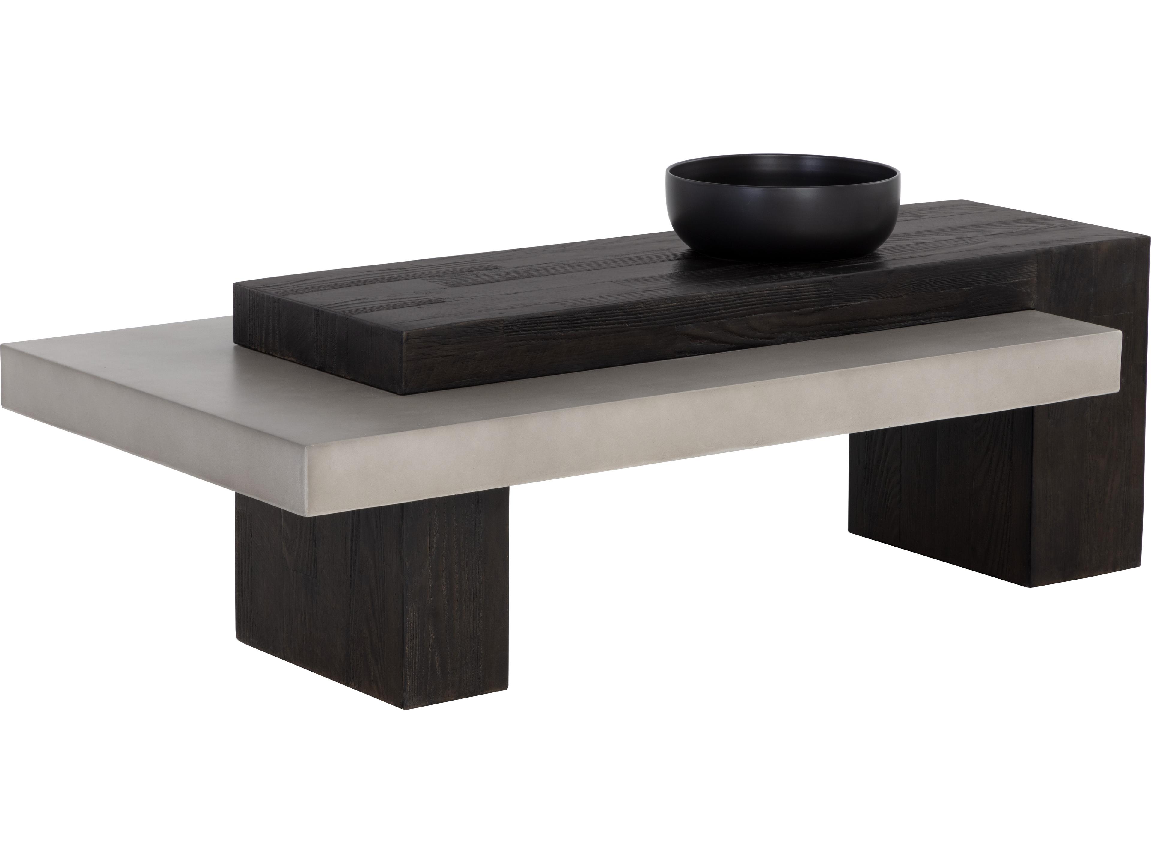 Sunpan Outdoor Solterra Herriot Concrete Dark Brown Rectangular Coffee Table Table