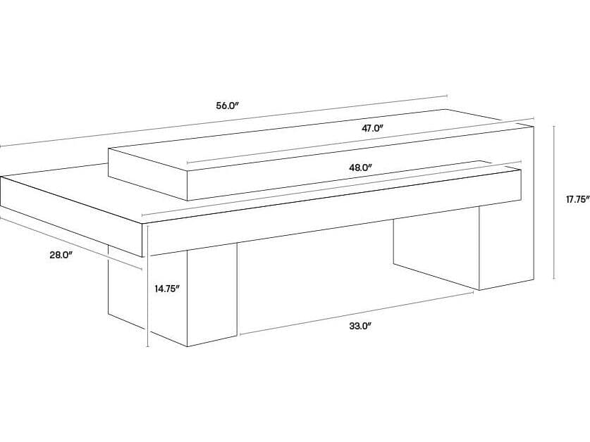 Sunpan Outdoor Solterra Herriot Concrete Dark Brown Rectangular Coffee Table Table