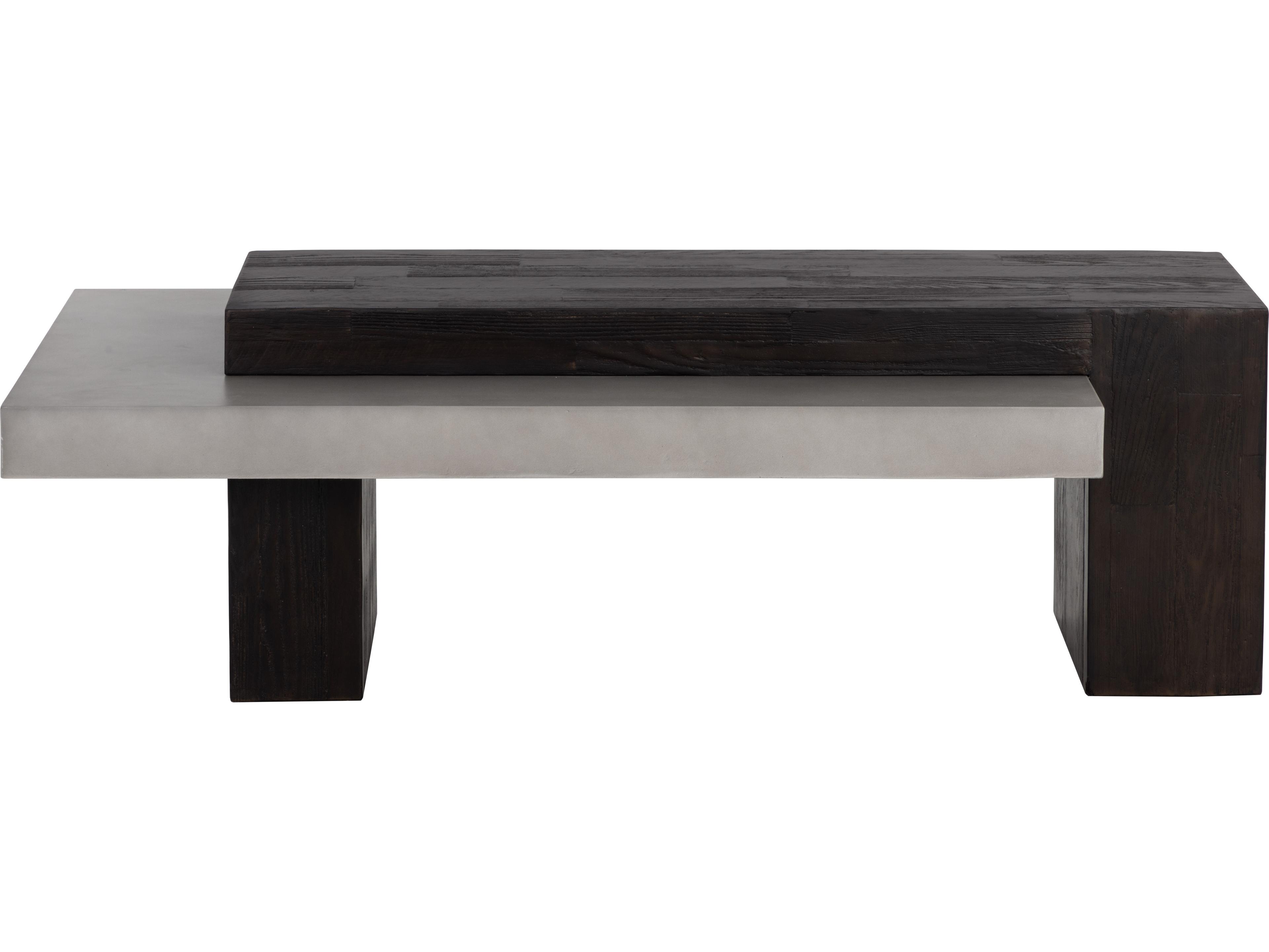 Sunpan Outdoor Solterra Herriot Concrete Dark Brown Rectangular Coffee Table Table
