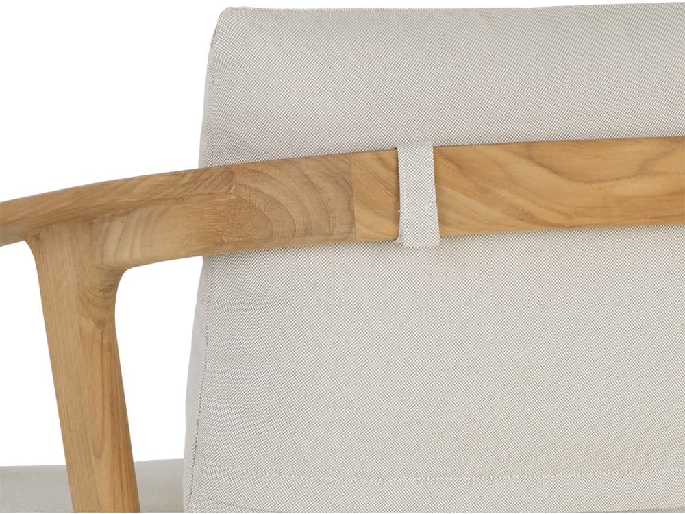 Sunpan Outdoor Coraline Teak Wood Natural Dining Arm Chair in Palazzo Cream
