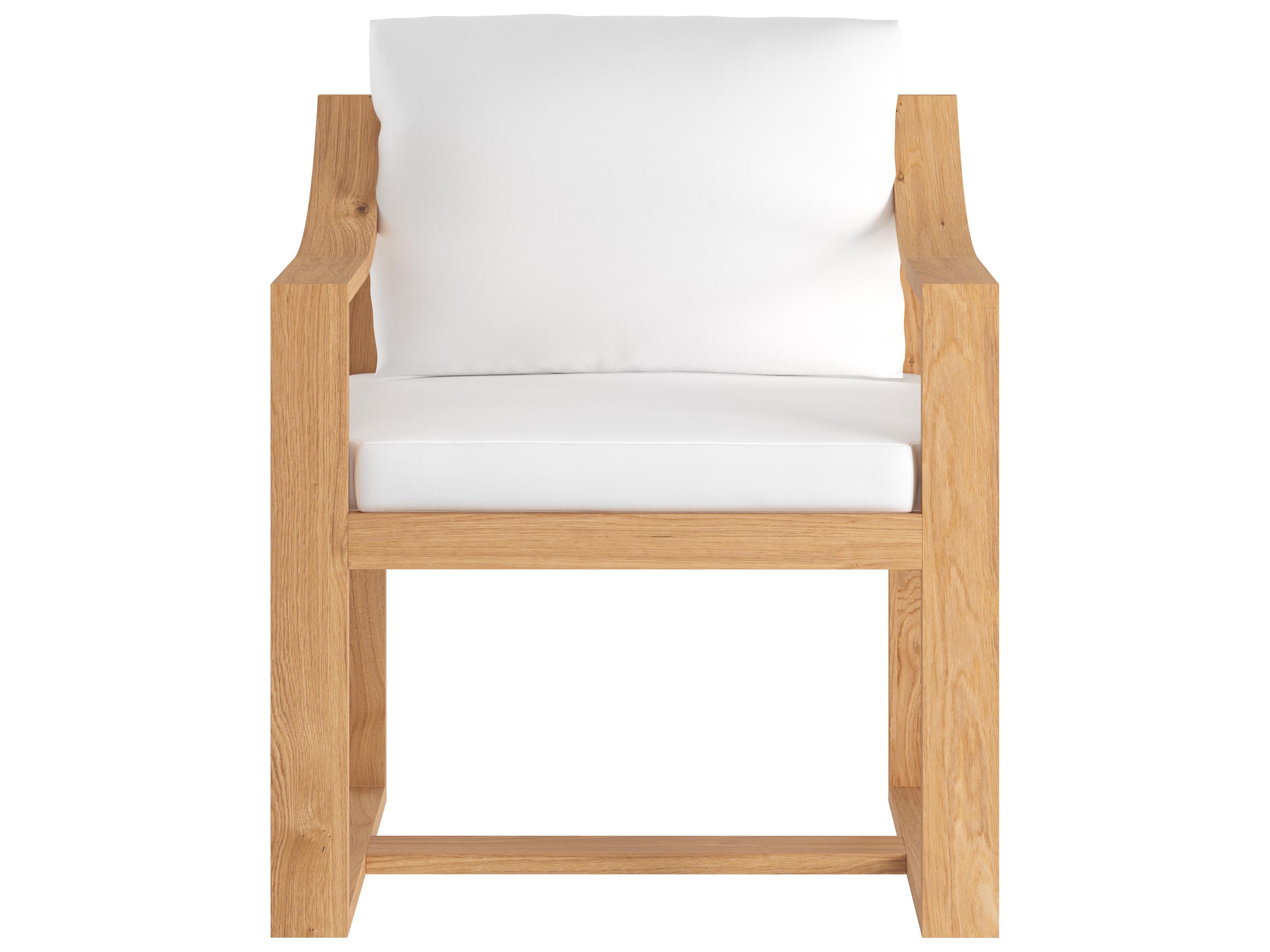 Sunpan Outdoor Tahiti Teak Wood Natural Dining Arm Chair in Stinson White