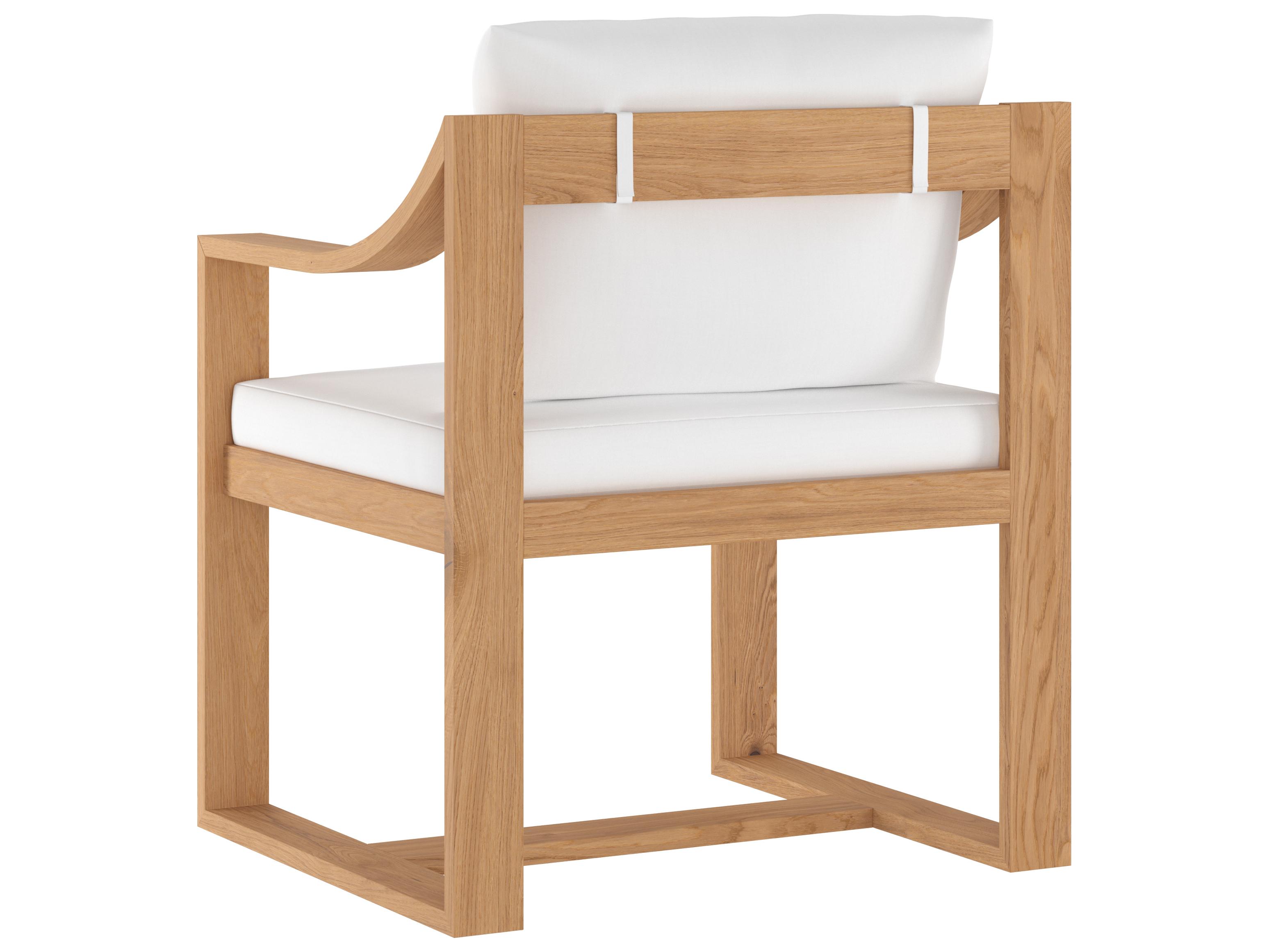 Sunpan Outdoor Tahiti Teak Wood Natural Dining Arm Chair in Stinson White