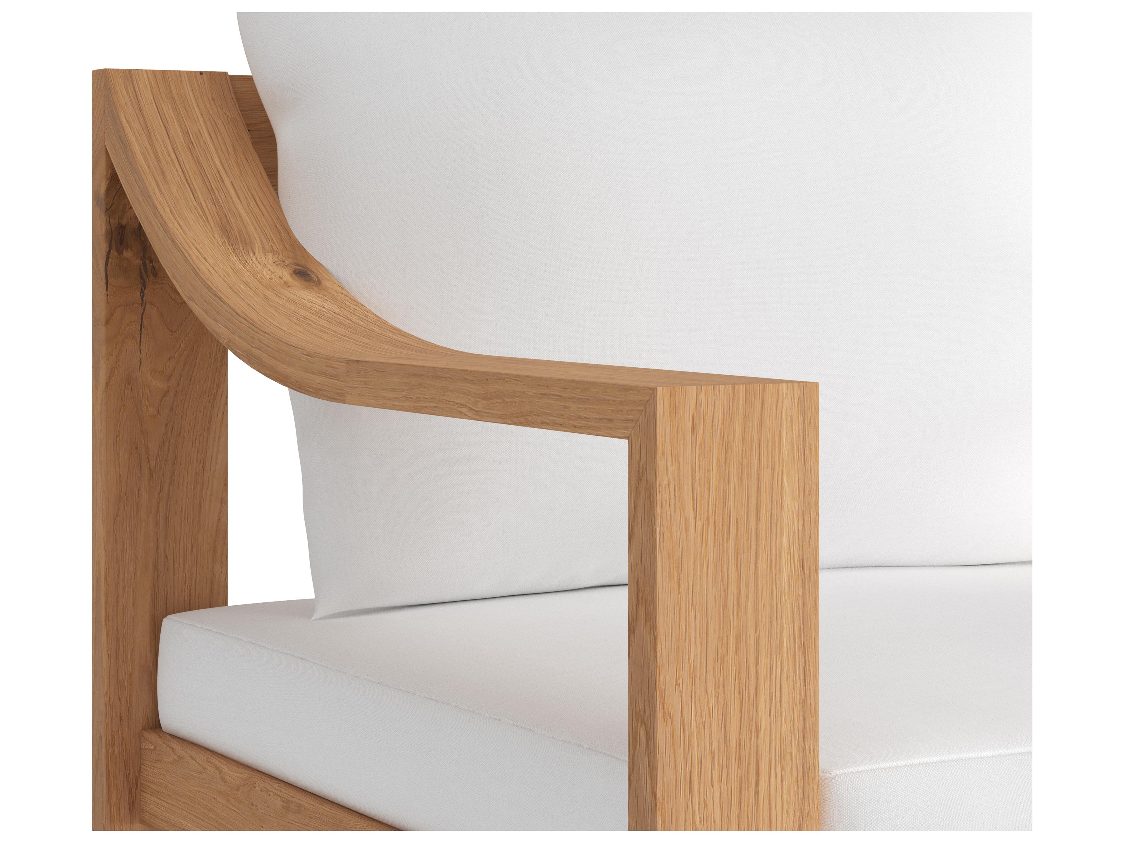 Sunpan Outdoor Tahiti Teak Wood Natural Dining Arm Chair in Stinson White