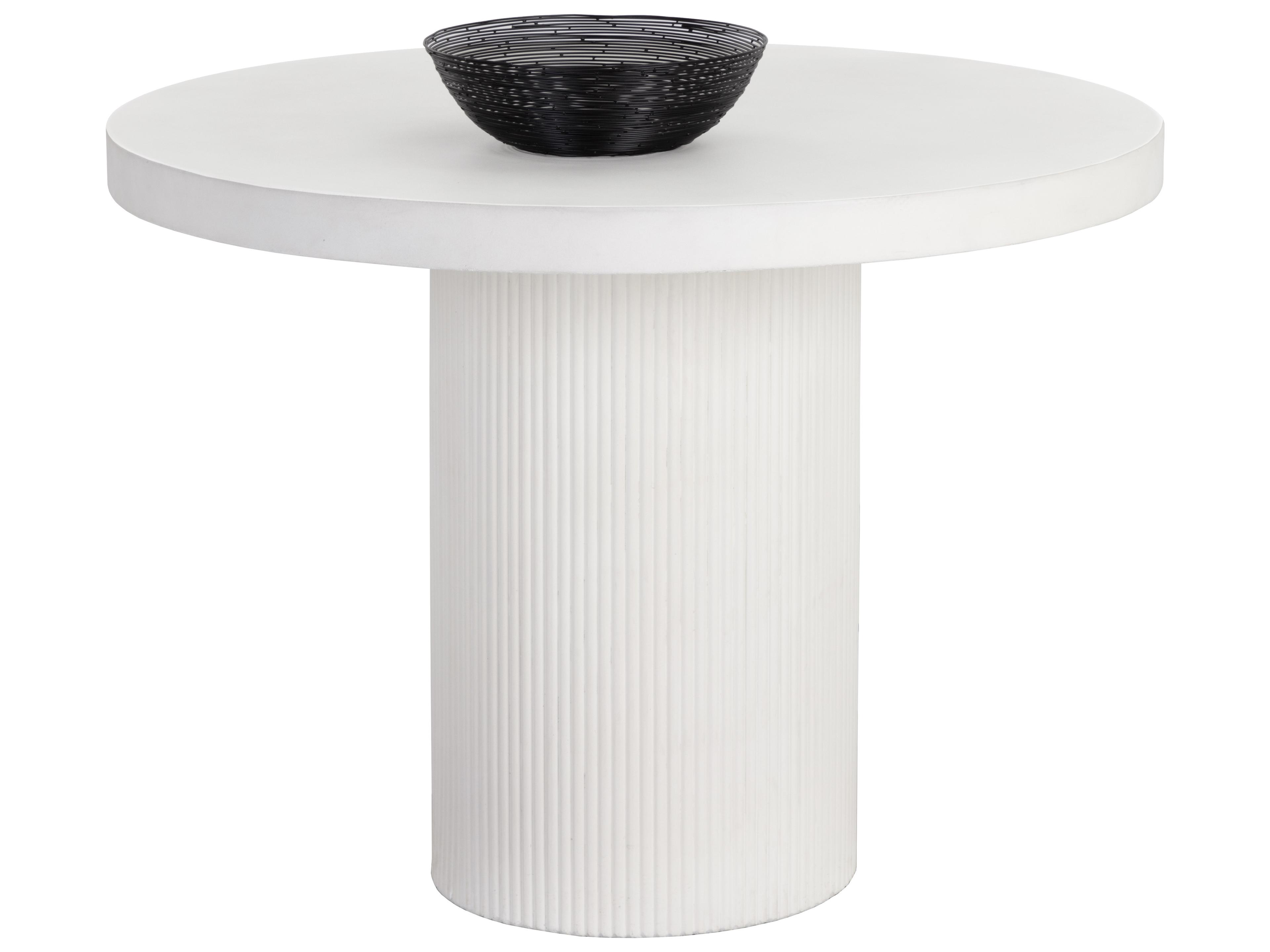 Sunpan Outdoor Nicolette Concrete White Round Dining Table