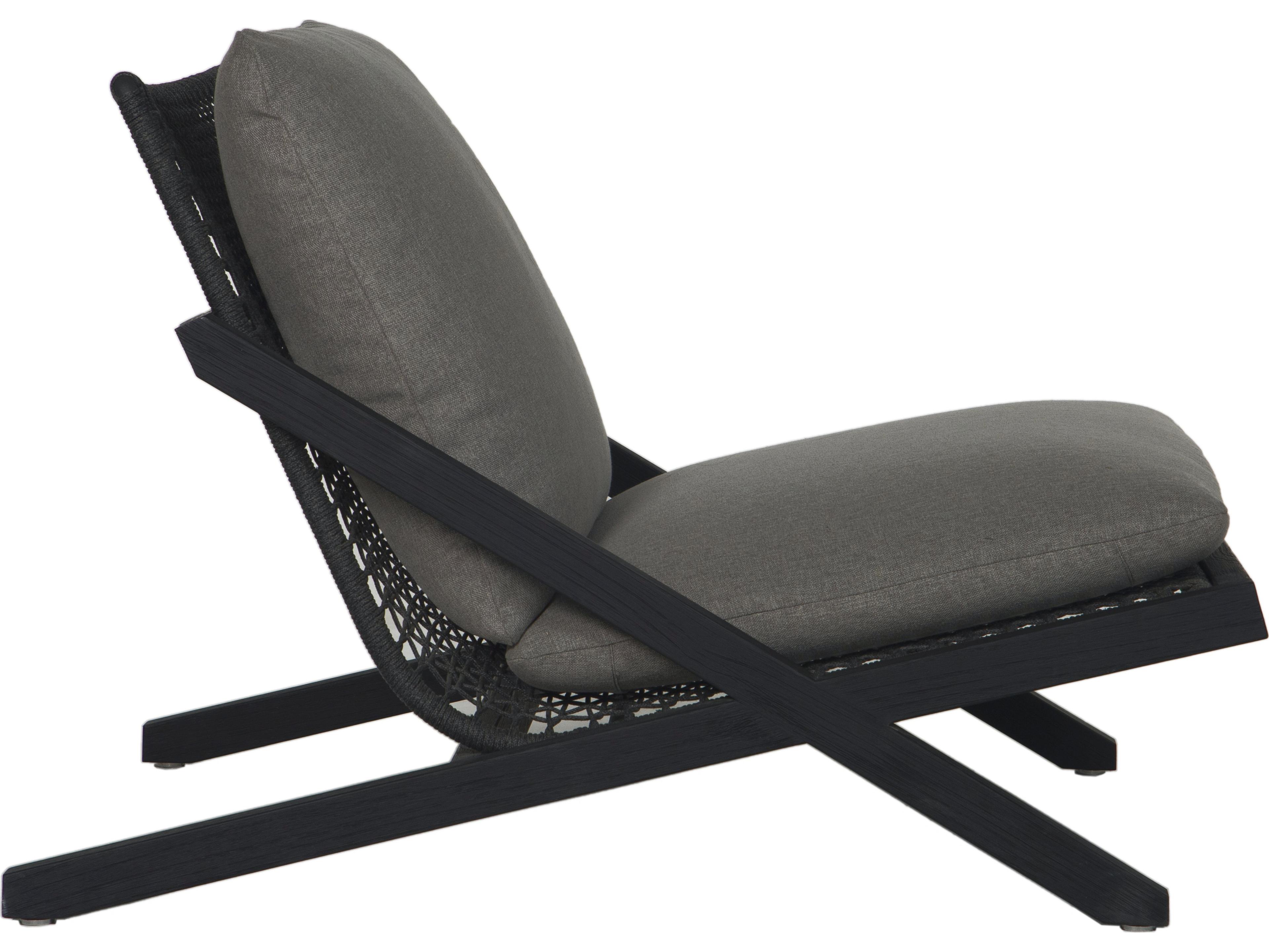 Sunpan Outdoor Bari Teak Wood Charcoal Lounge Chair in Gracebay Grey
