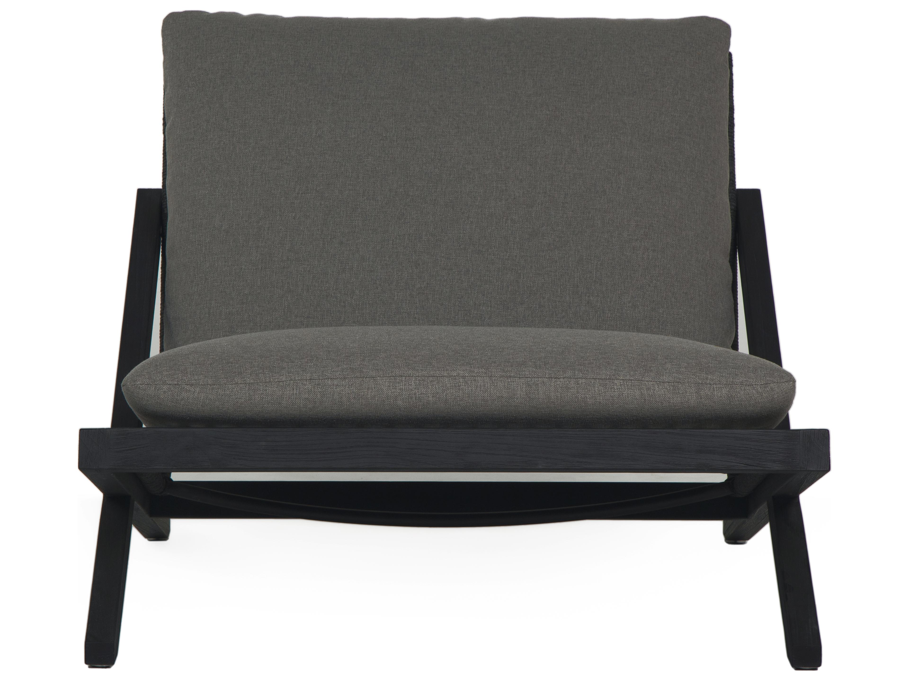 Sunpan Outdoor Bari Teak Wood Charcoal Lounge Chair in Gracebay Grey