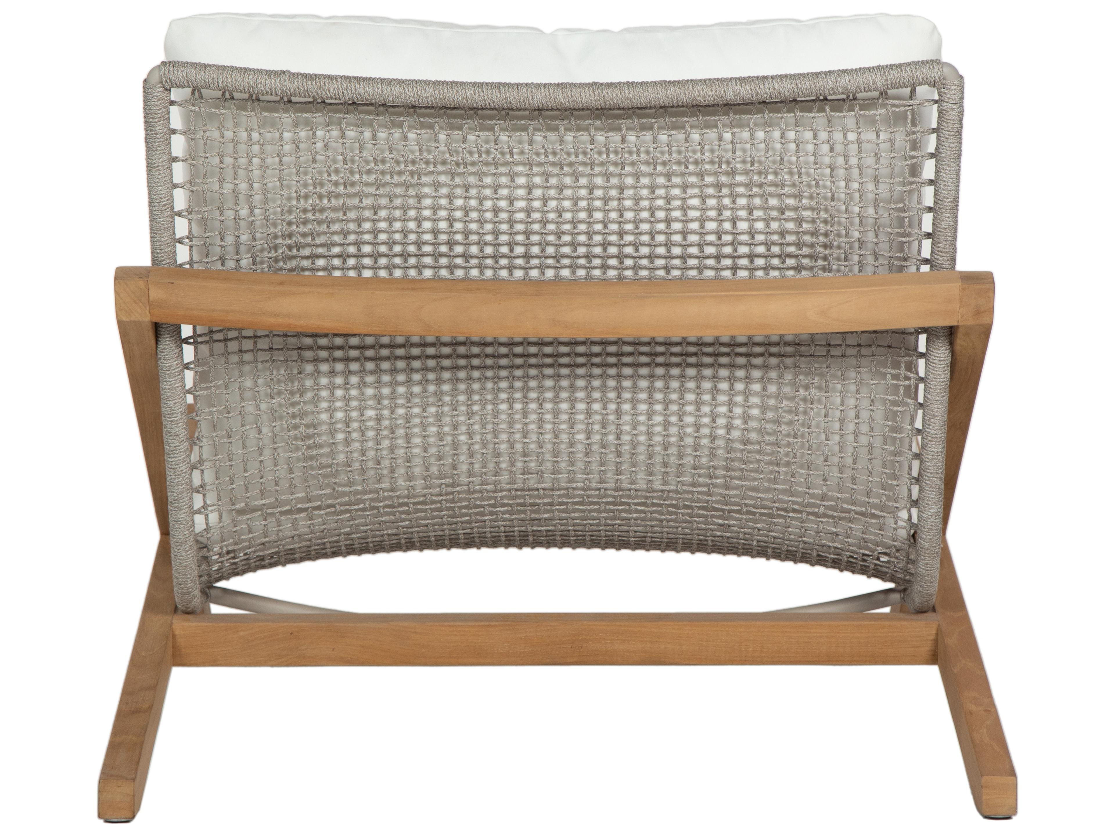 Sunpan Outdoor Bari Teak Wood Natural Lounge Chair in Stinson White