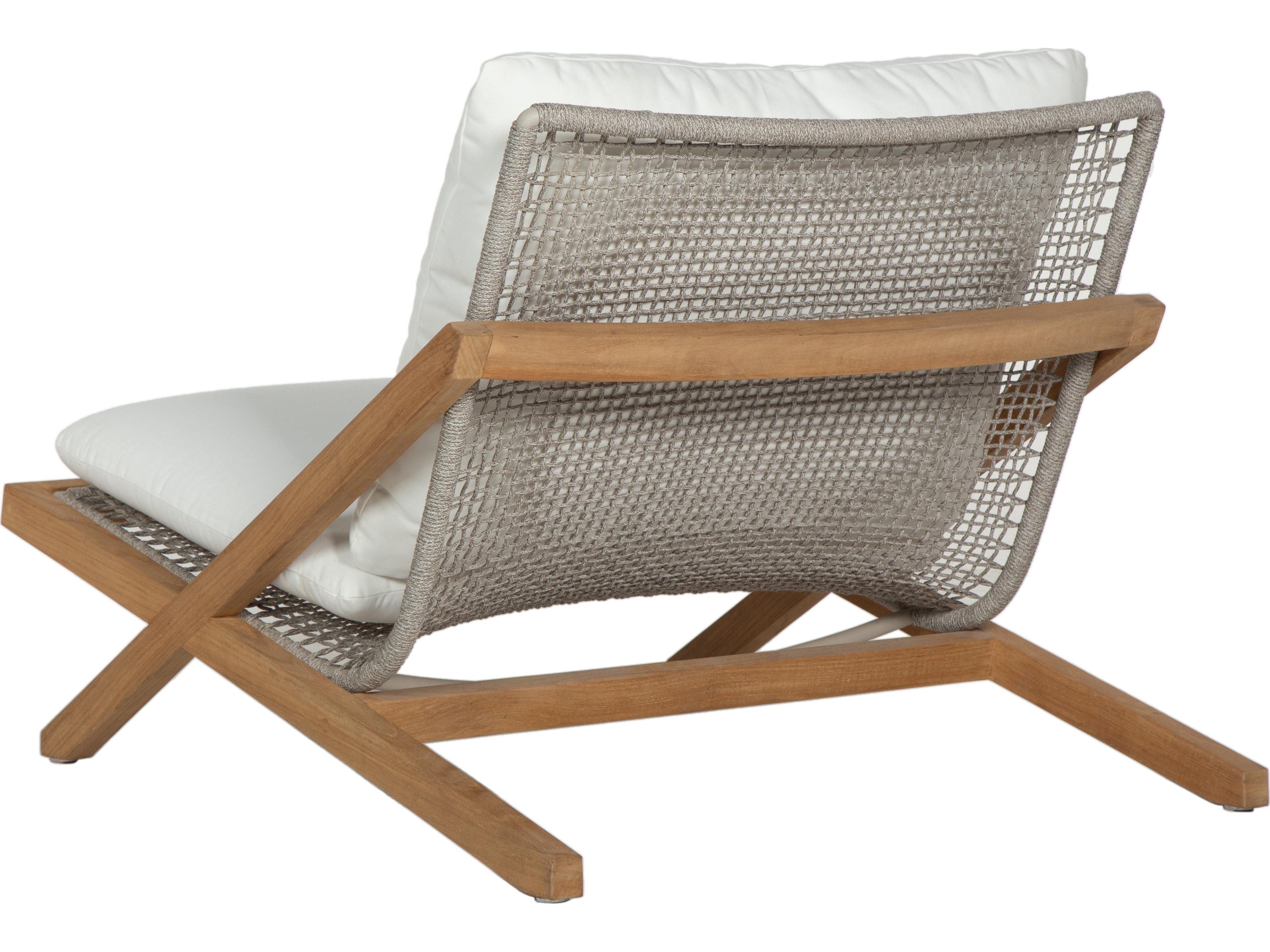 Sunpan Outdoor Bari Teak Wood Natural Lounge Chair in Stinson White