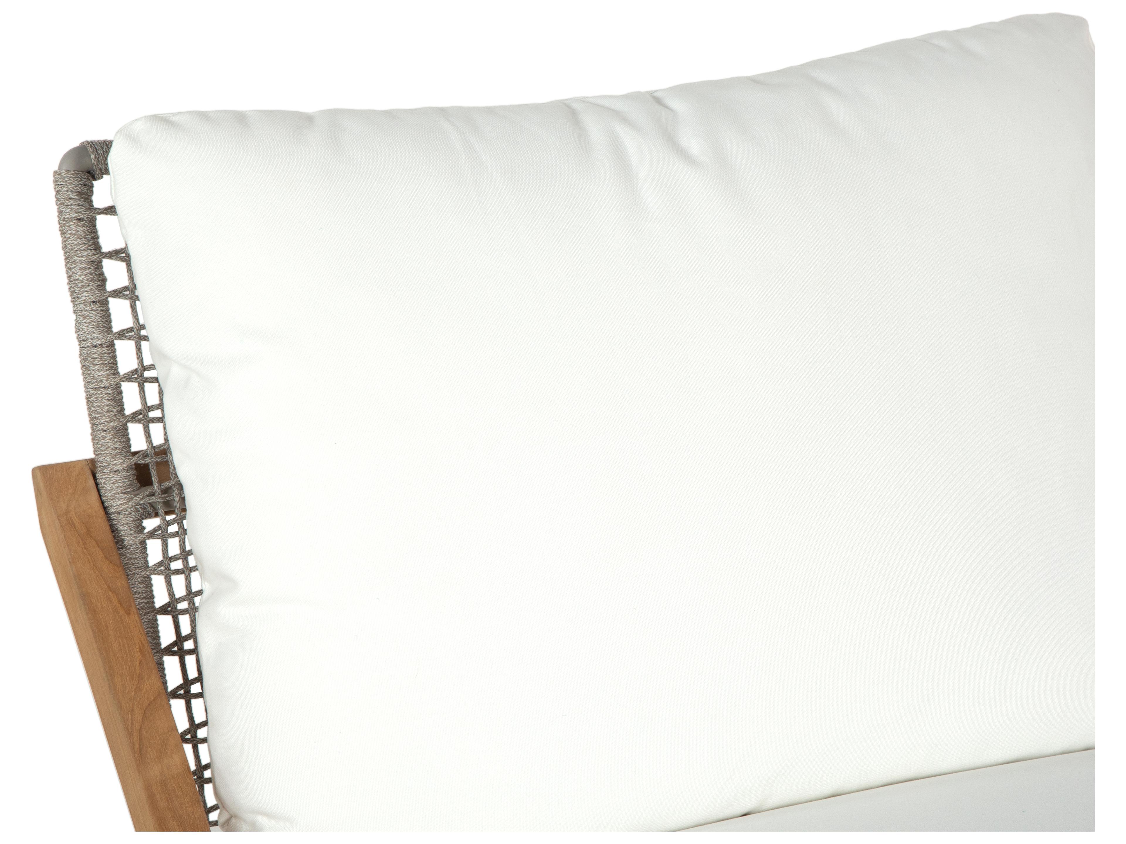 Sunpan Outdoor Bari Teak Wood Natural Lounge Chair in Stinson White