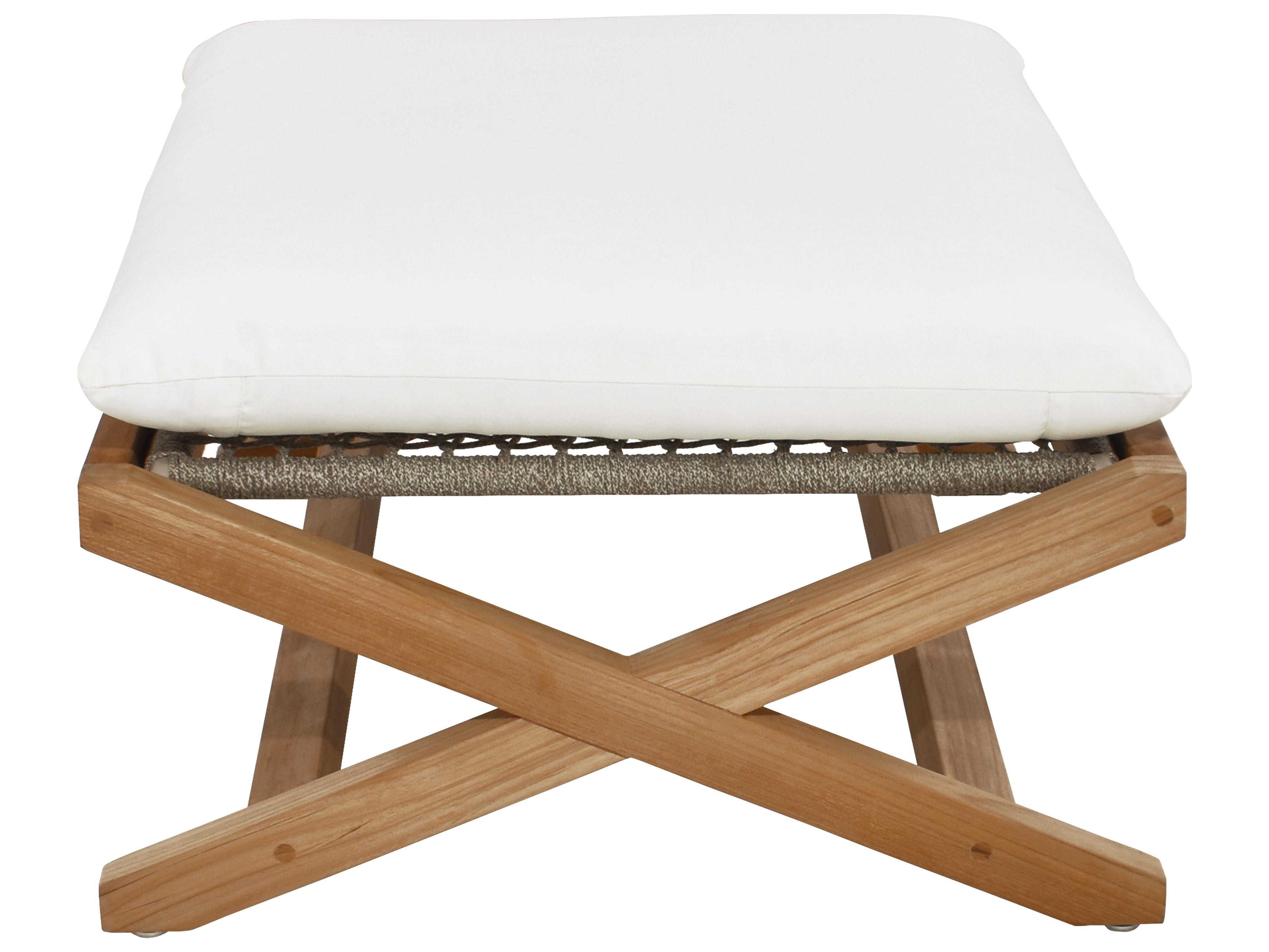 Sunpan Outdoor Bari Teak Wood Natural in Stool Stinson White