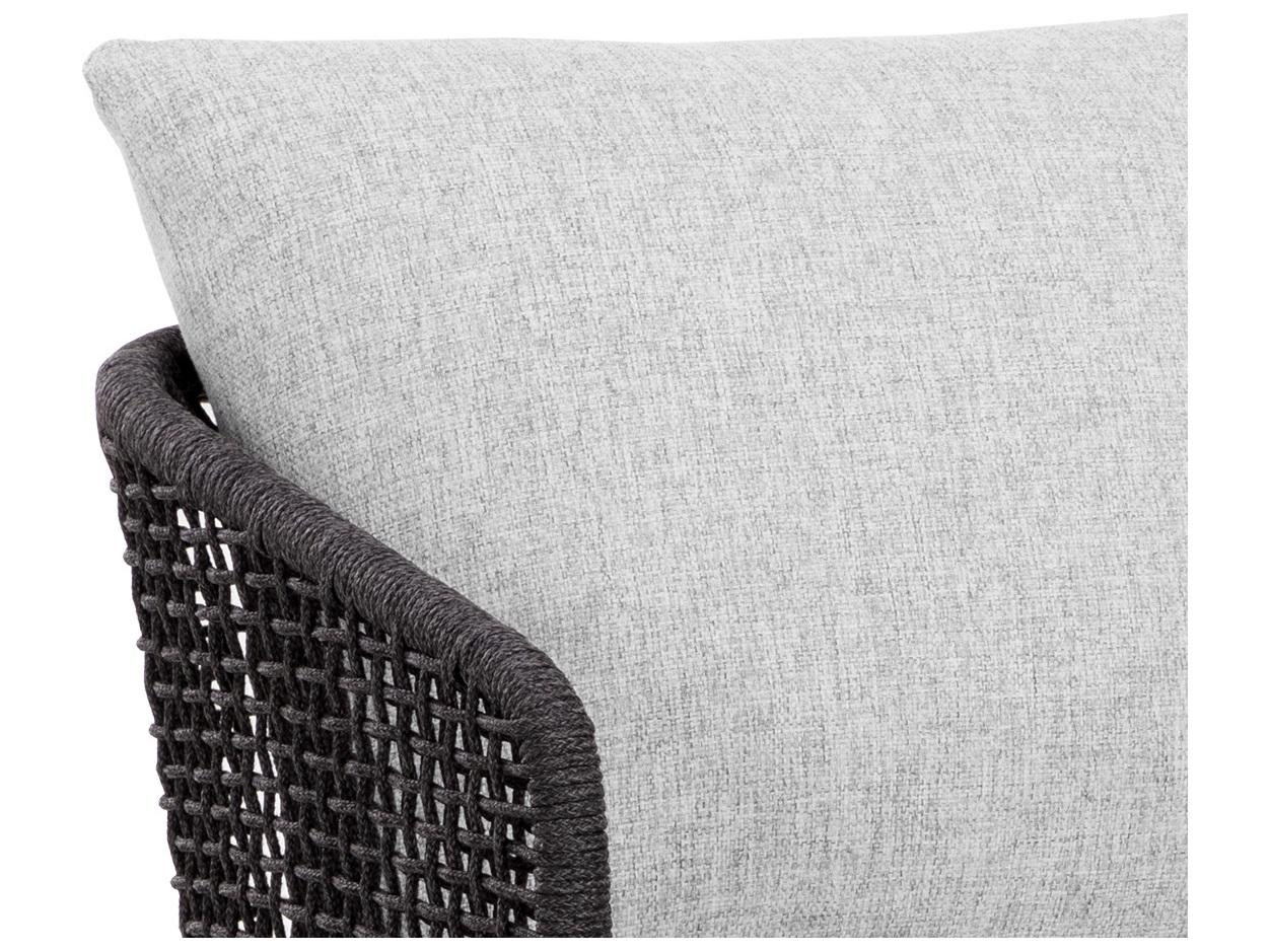 Sunpan Outdoor Capri Teak Wood Smoke Grey Dining Arm Chair in Copacabana Marble