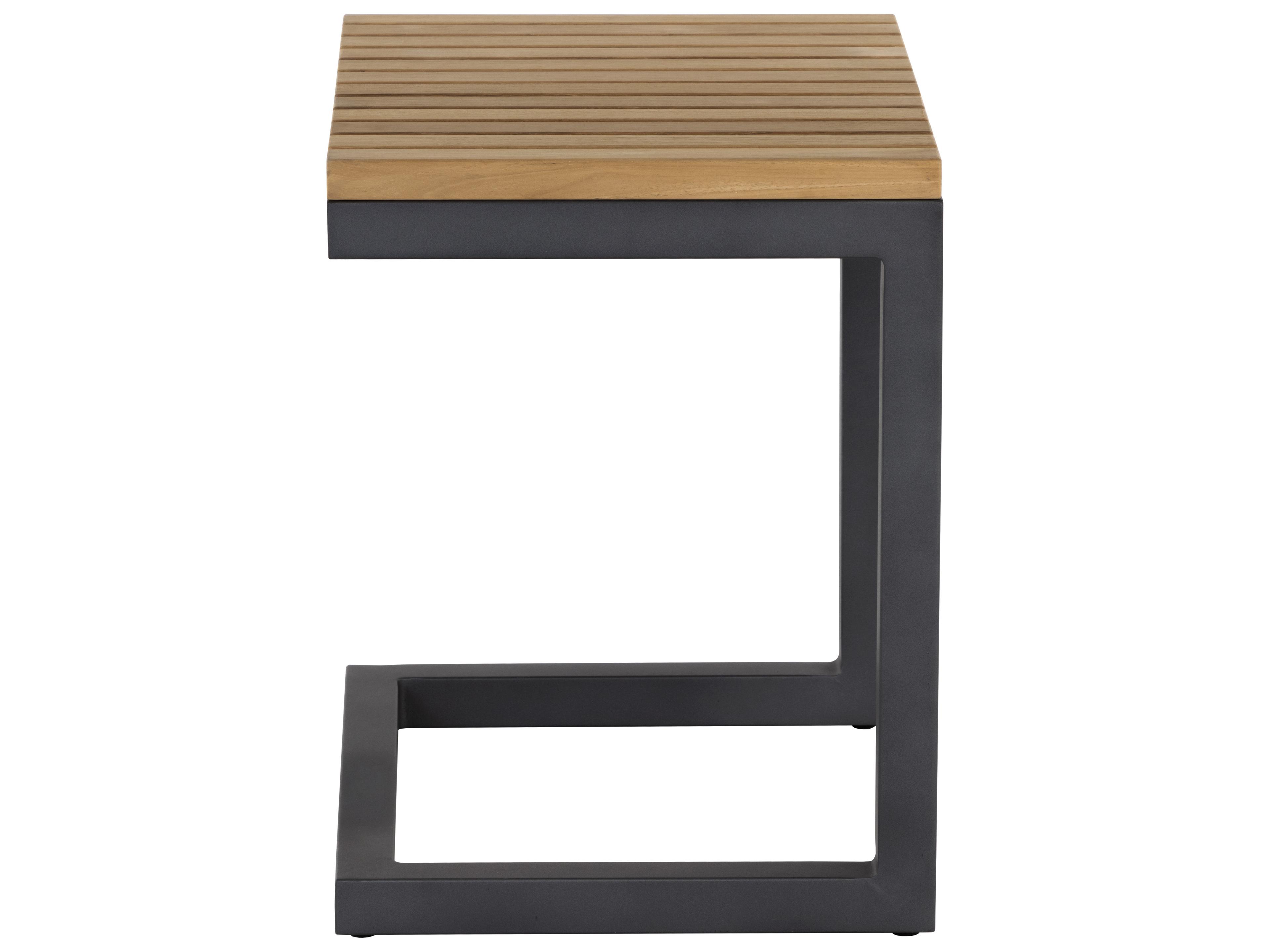 Sunpan Outdoor Geneve Aluminum Dark Grey Rectangular C-Shaped End Table