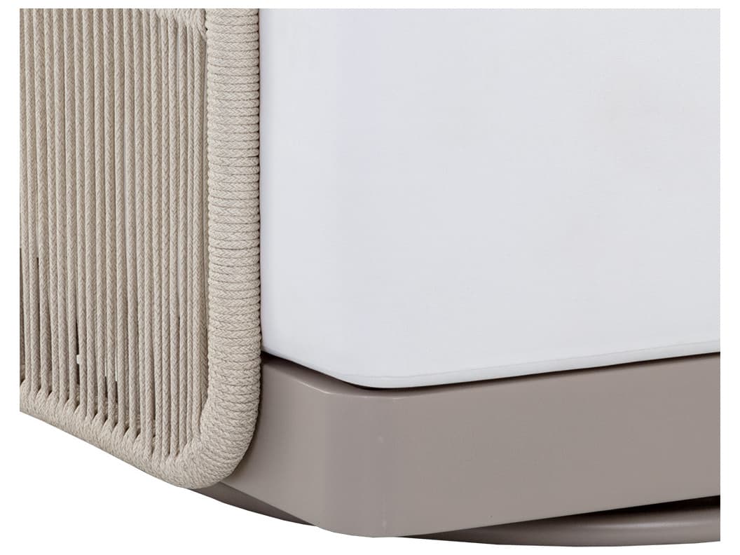 Sunpan Outdoor Allariz Aluminum Rope Greige Swivel Lounge Chair in Stinson White