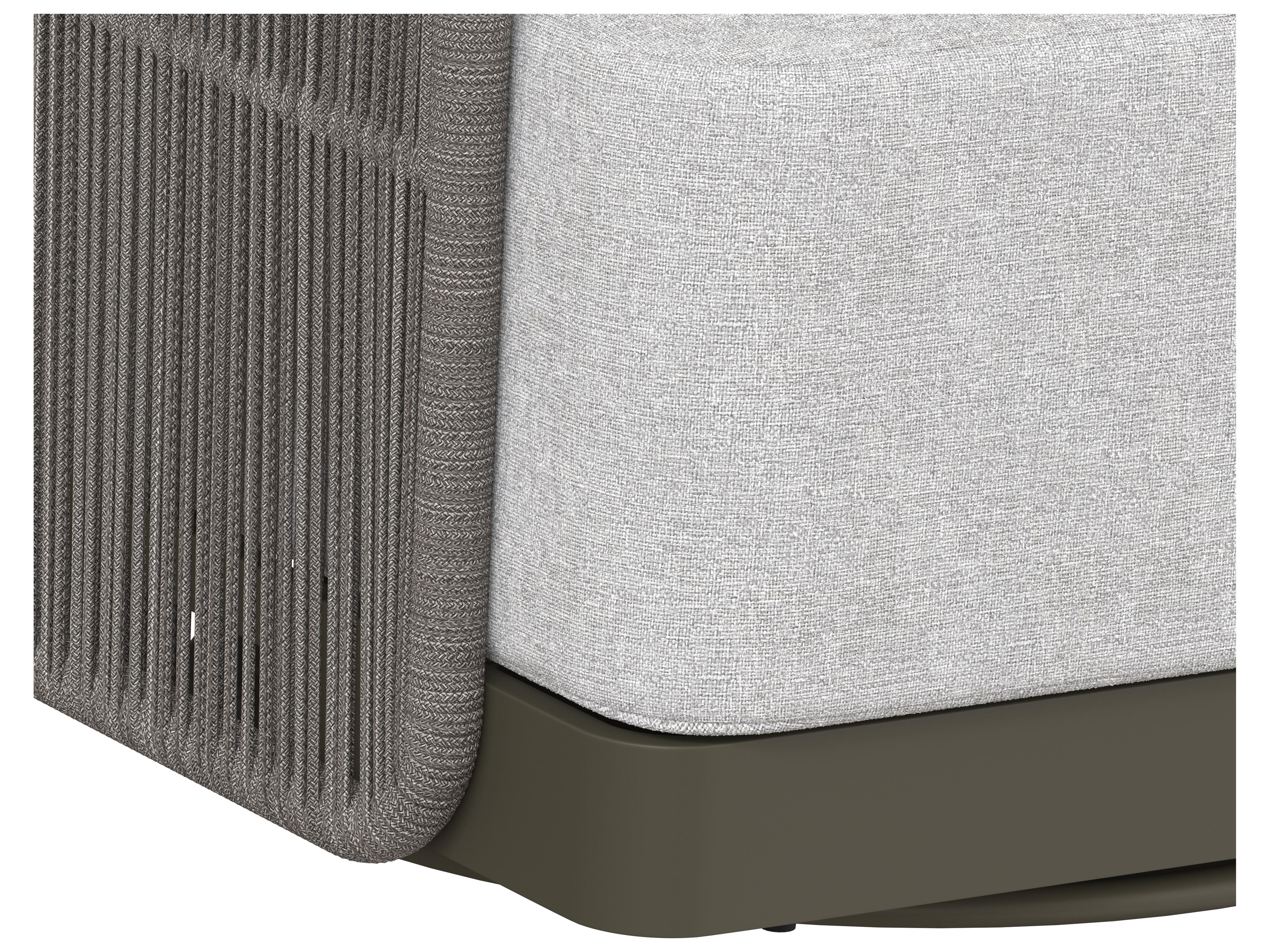 Sunpan Outdoor Allariz Aluminum Rope Warm Grey Swivel Lounge Chair in Gracebay Light Grey