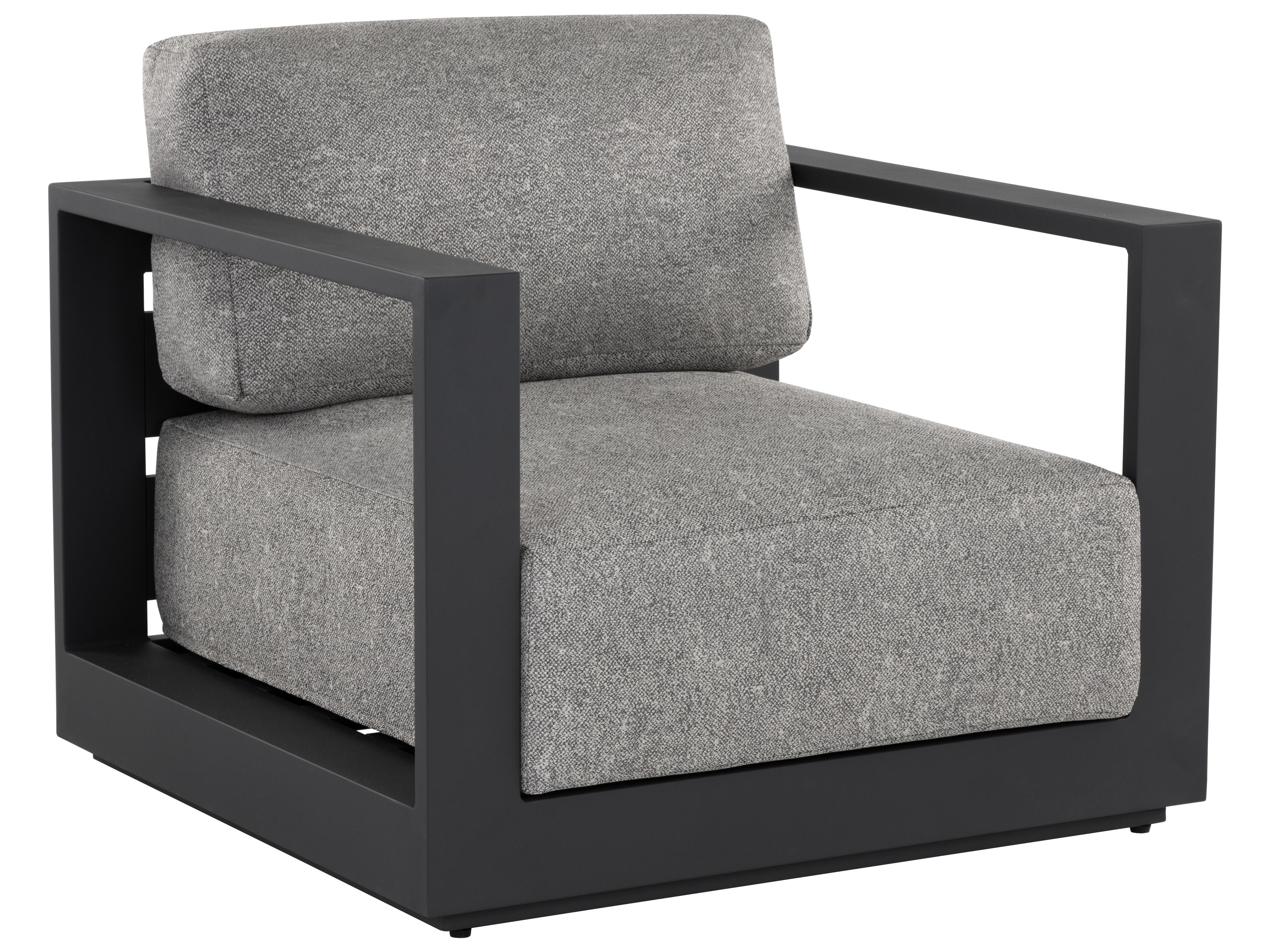 Sunpan Outdoor Tavira Aluminum Charcoal Lounge Chair in Lanikai Salt And Pepper