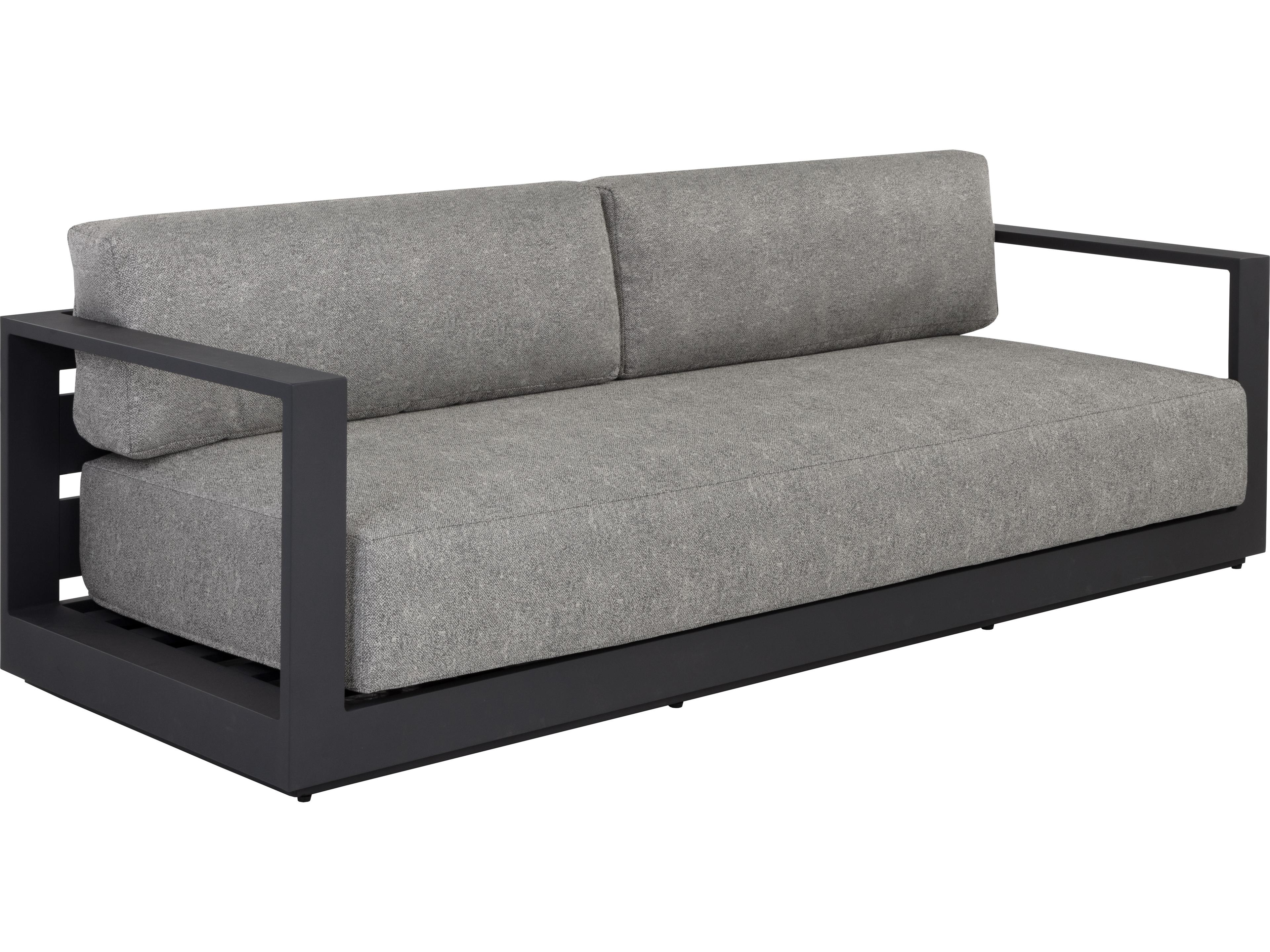Sunpan Outdoor Tavira Sofa in Charcoal in Lanikai Salt And Pepper