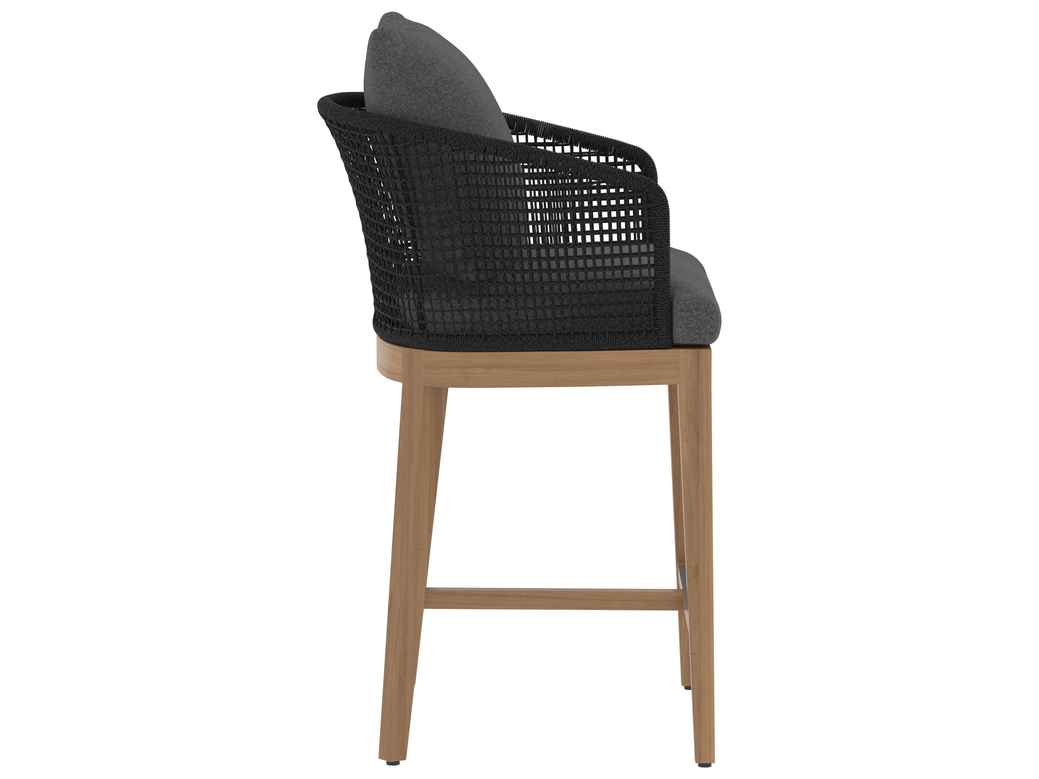 Sunpan Outdoor Capri Teak Wood Natural Counter Stool in Gracebay Grey