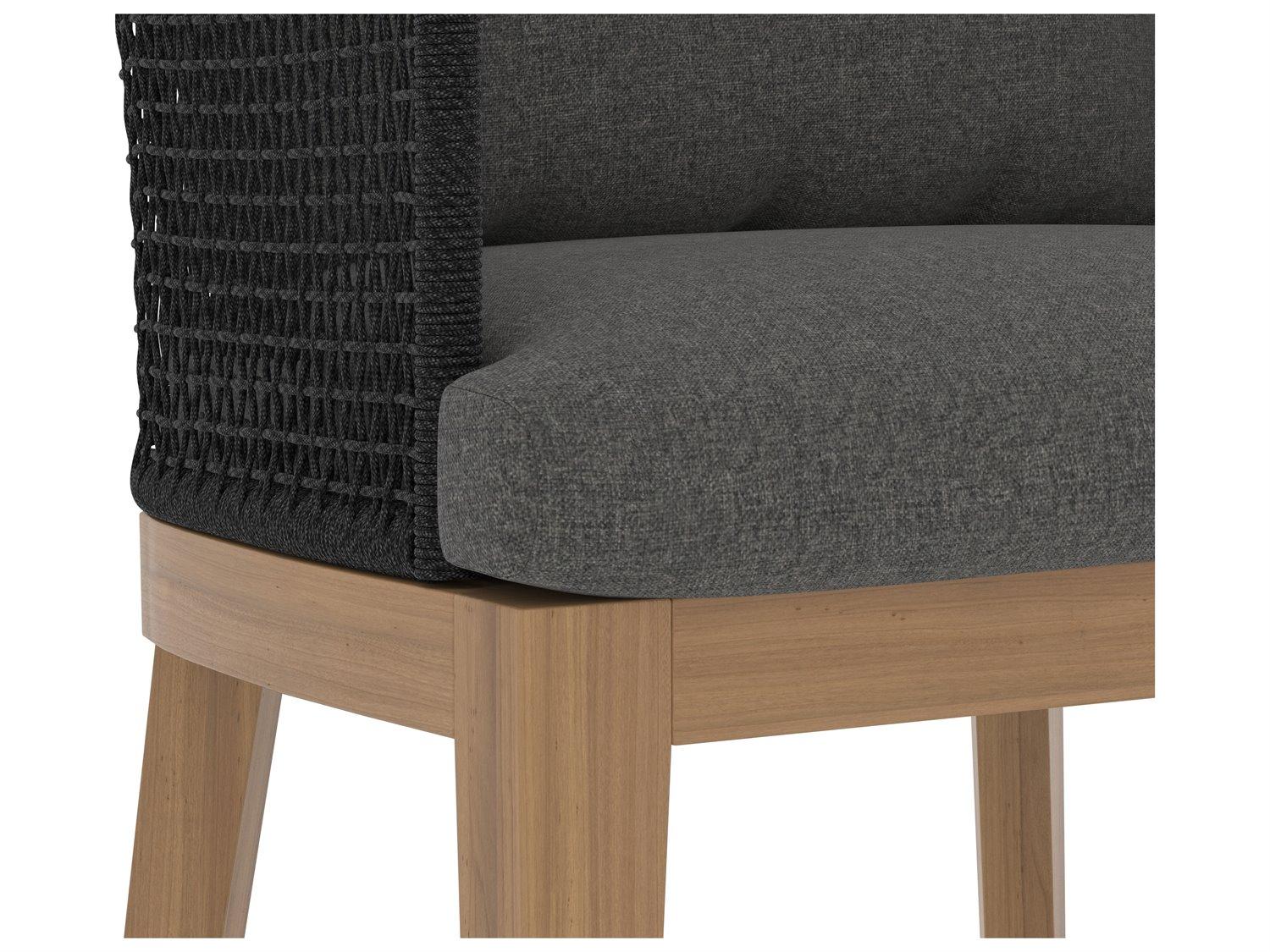 Sunpan Outdoor Capri Teak Wood Natural Counter Stool in Gracebay Grey